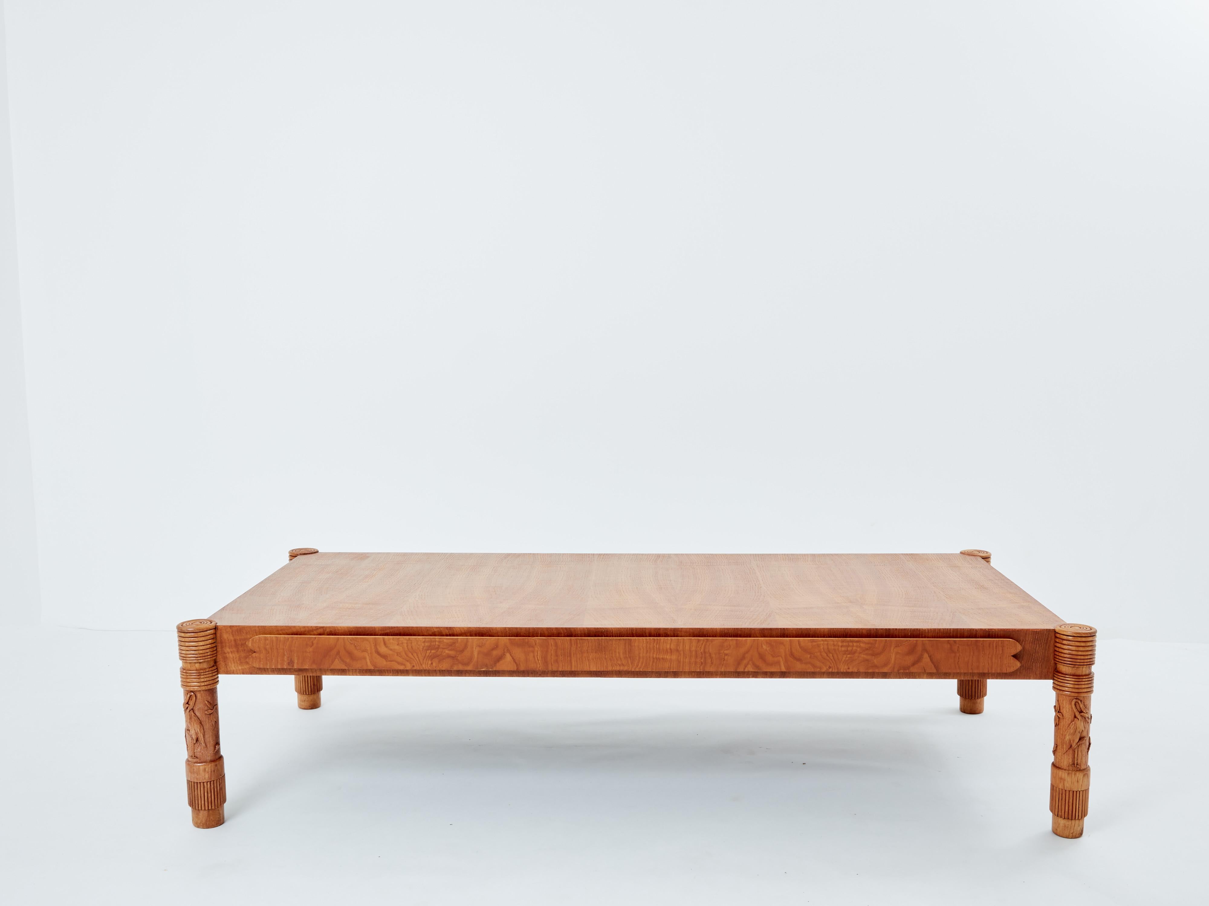 Mid-20th Century Pier luigi Colli large carved ashwood coffee table 1950  For Sale