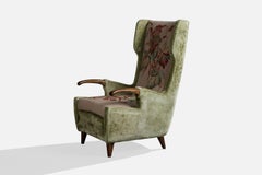 Pier Luigi Colli, Lounge Chair, Wood, Fabric, Italy, 1950s