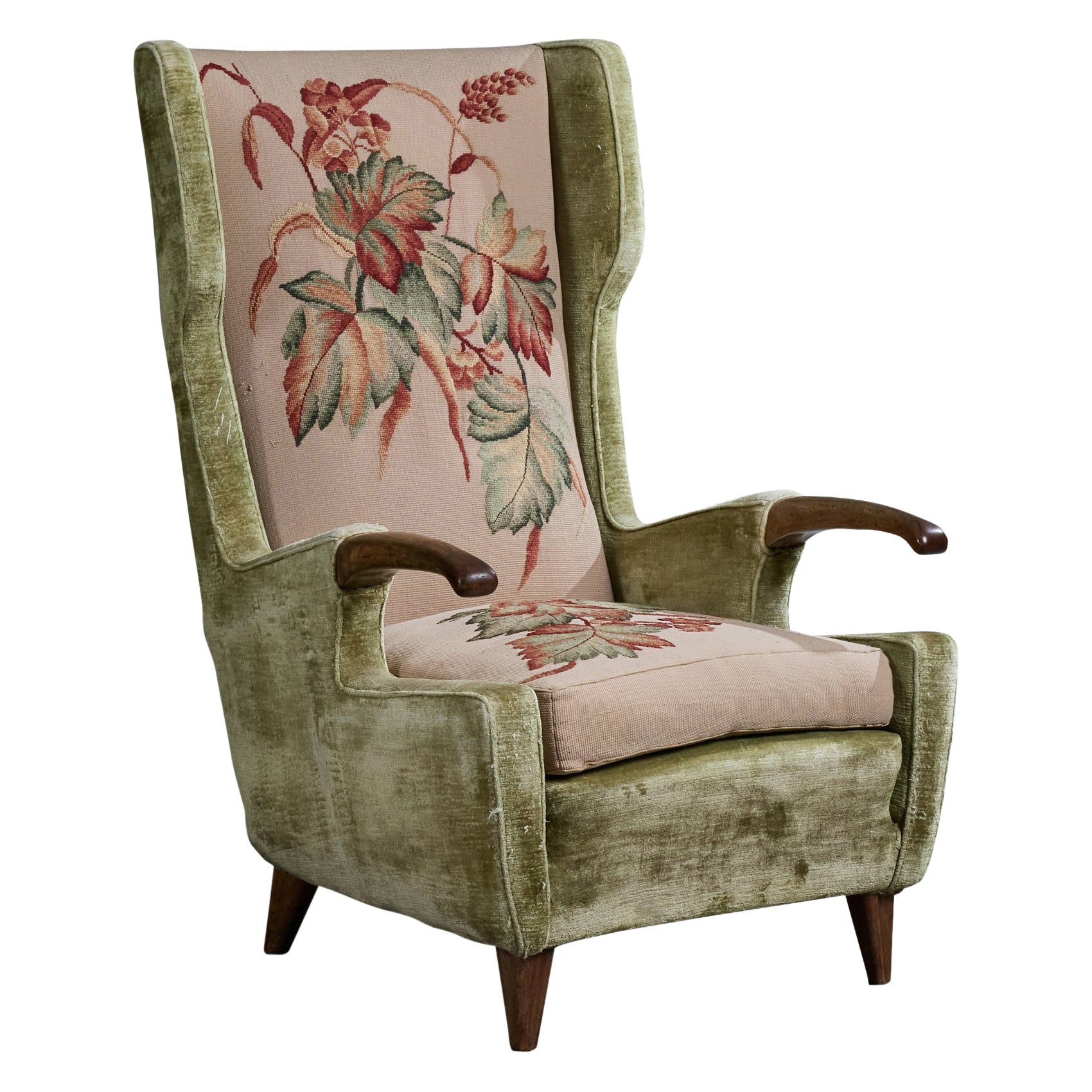 Pier Luigi Colli, Lounge Chair, Wood, Fabric, Italy, 1950s