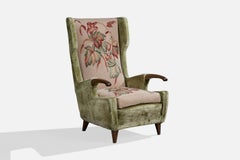 Pier Luigi Colli, Lounge Chair, Wood, Fabric, Italy, 1950s