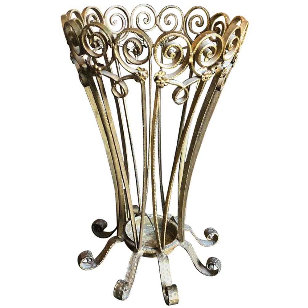 1950s Pier Luigi Colli Mid-Century Modern Gilded Iron Umbrella Stand