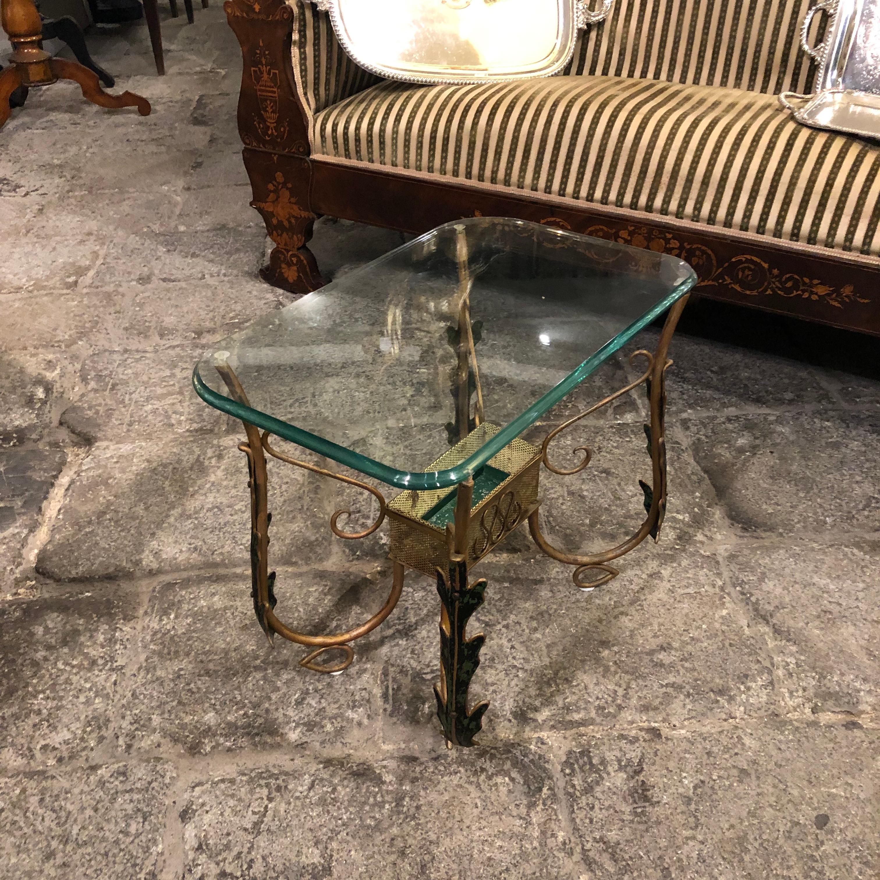 Pier Luigi Colli Mid-Century Modern Italian Brass and Glass Side Table, 1950 5