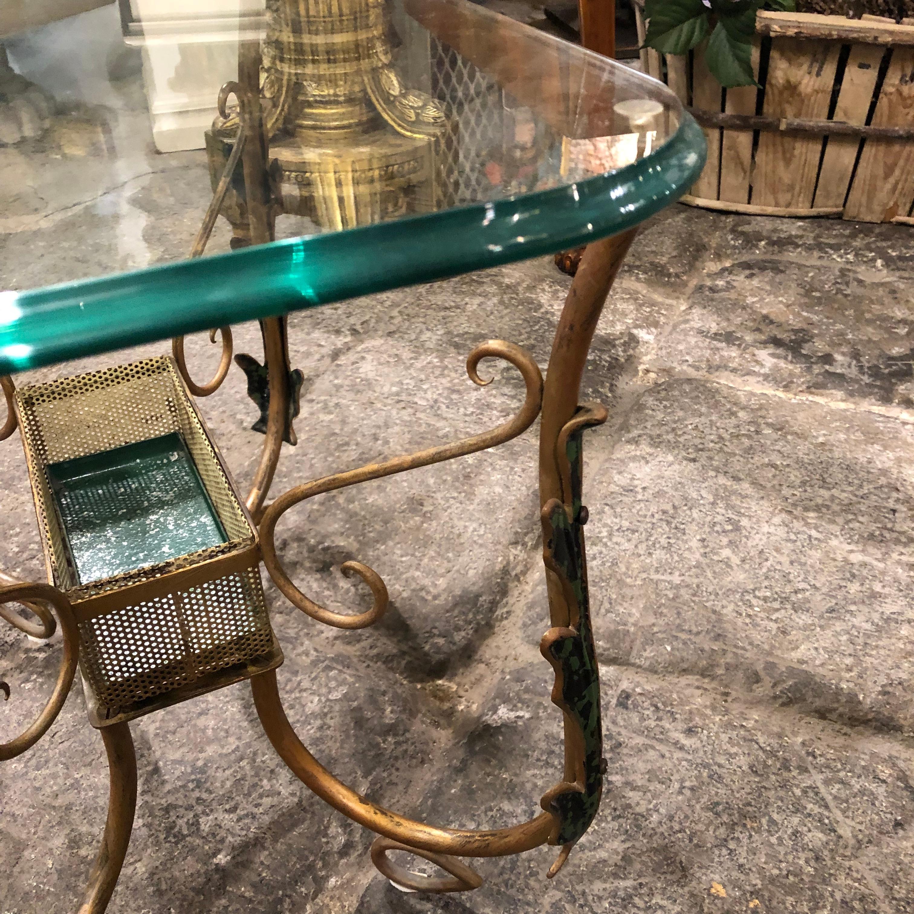Pier Luigi Colli Mid-Century Modern Italian Brass and Glass Side Table, 1950 9