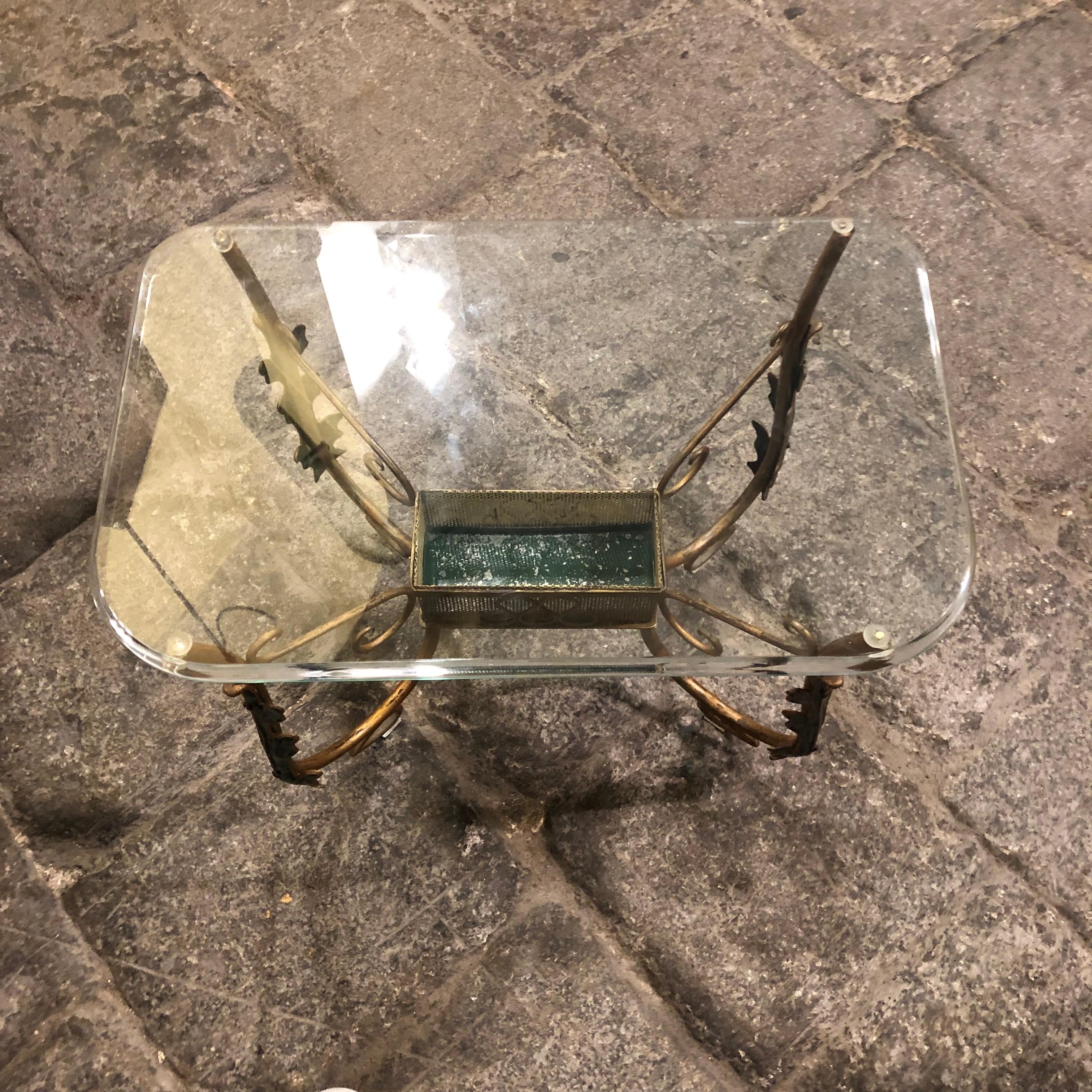 Pier Luigi Colli Mid-Century Modern Italian Brass and Glass Side Table, 1950 1