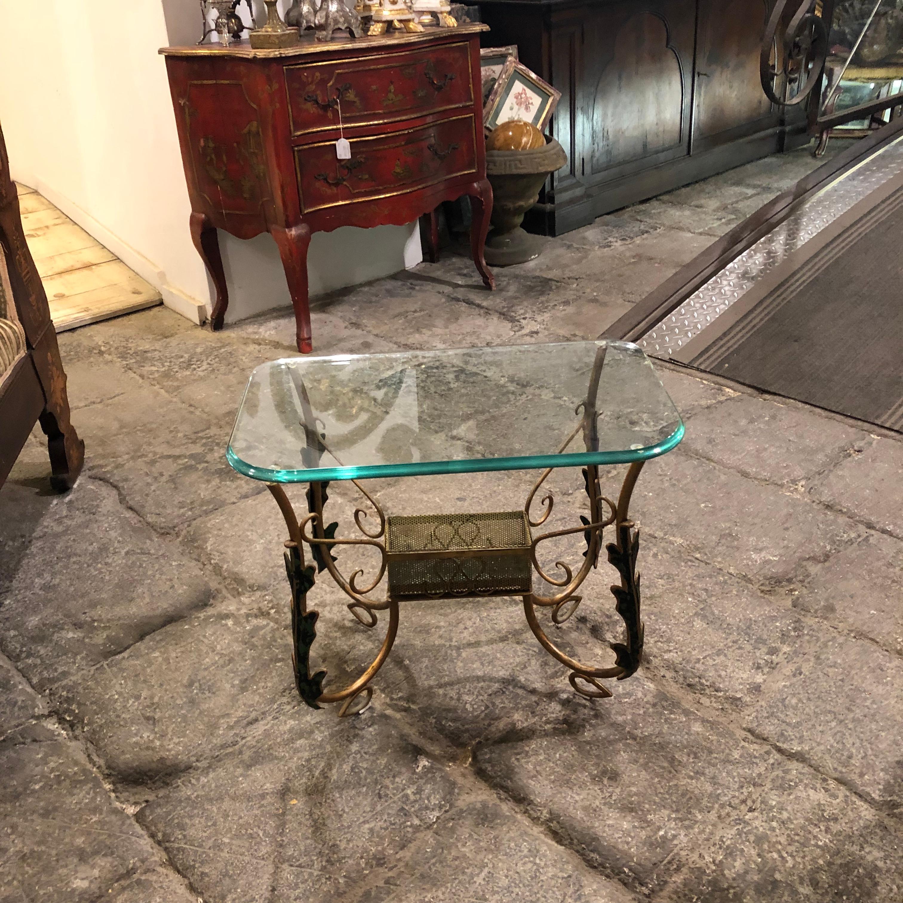 Pier Luigi Colli Mid-Century Modern Italian Brass and Glass Side Table, 1950 3