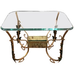 Pier Luigi Colli Mid-Century Modern Italian Brass and Glass Side Table, 1950