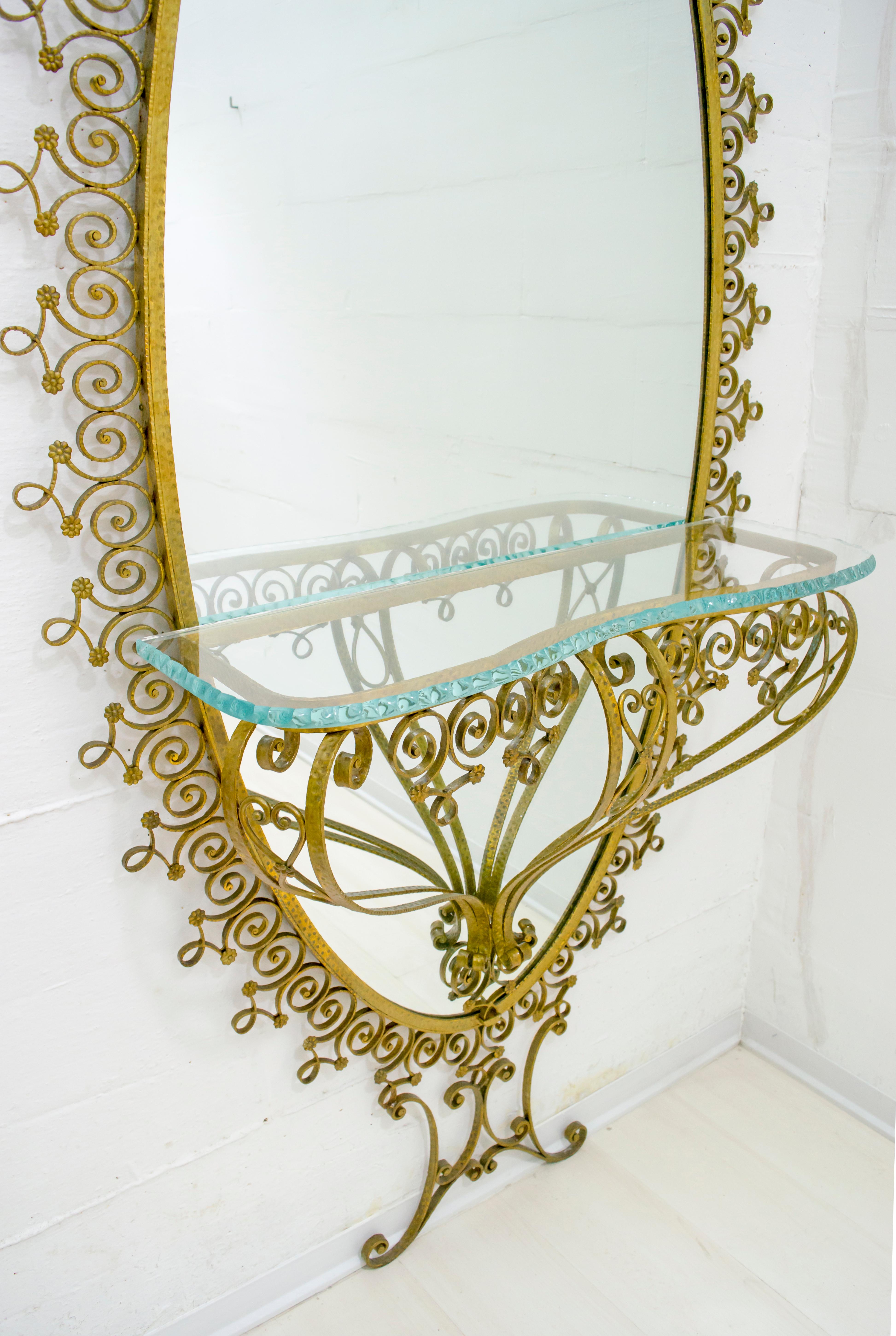 Pier Luigi Colli Mid-Century Modern Italian Hallway Mirror, 1950s In Good Condition In Puglia, Puglia