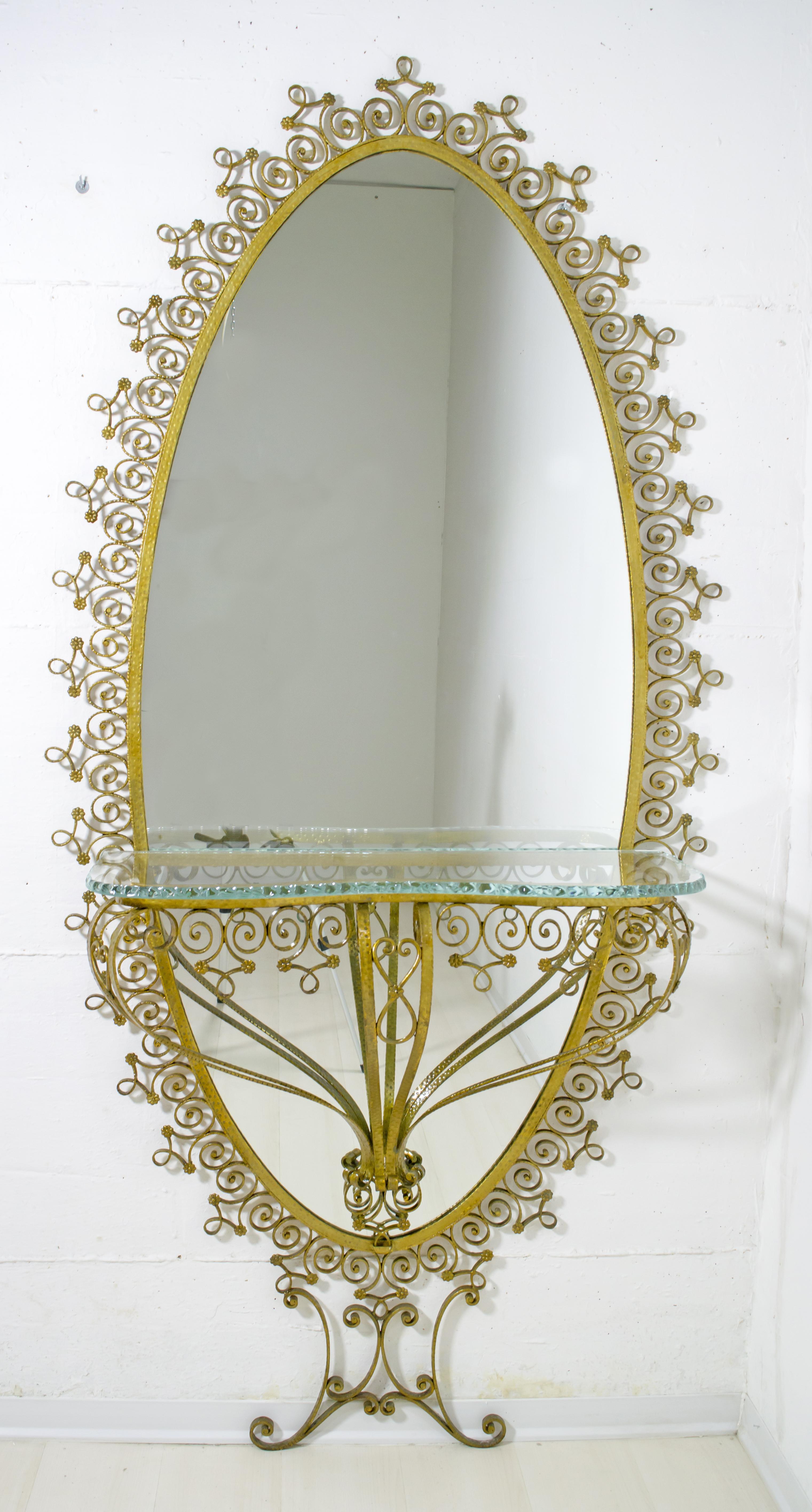 Pier Luigi Colli Mid-Century Modern Italian Hallway Mirror, 1950s 1