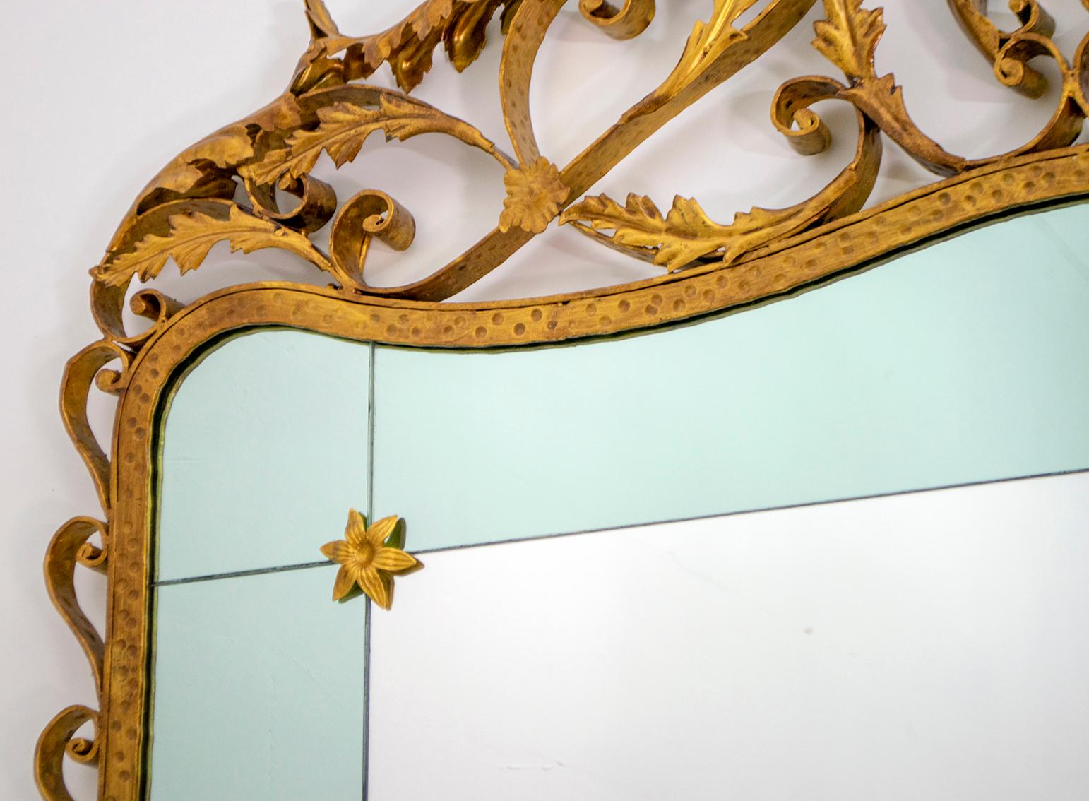 Miroir de couloir en fer forgé italien de style mi-siècle moderne de Pier Luigi Colli, années 1950 en vente 5