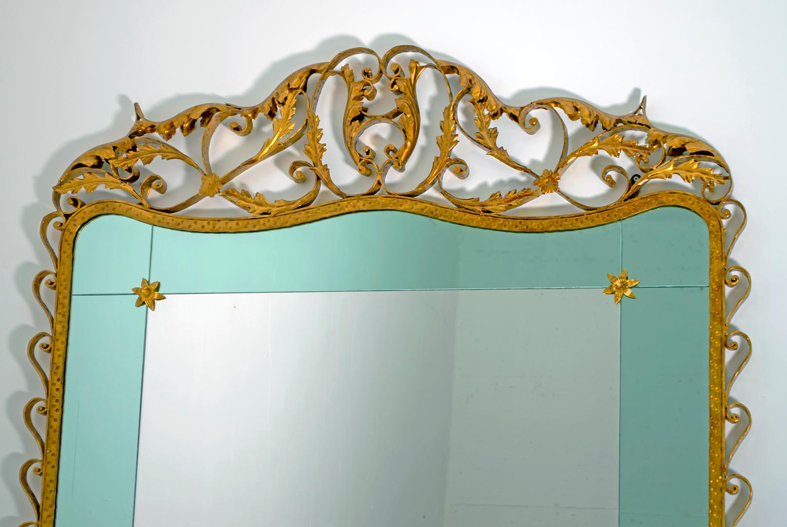 20th Century Pier Luigi Colli Mid-Century Modern Italian Wrought Iron Hallway Mirror, 1950s For Sale