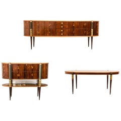 Pier Luigi Colli Midcentury Italian Dining Room Set- Sideboard Table Bar Cabinet