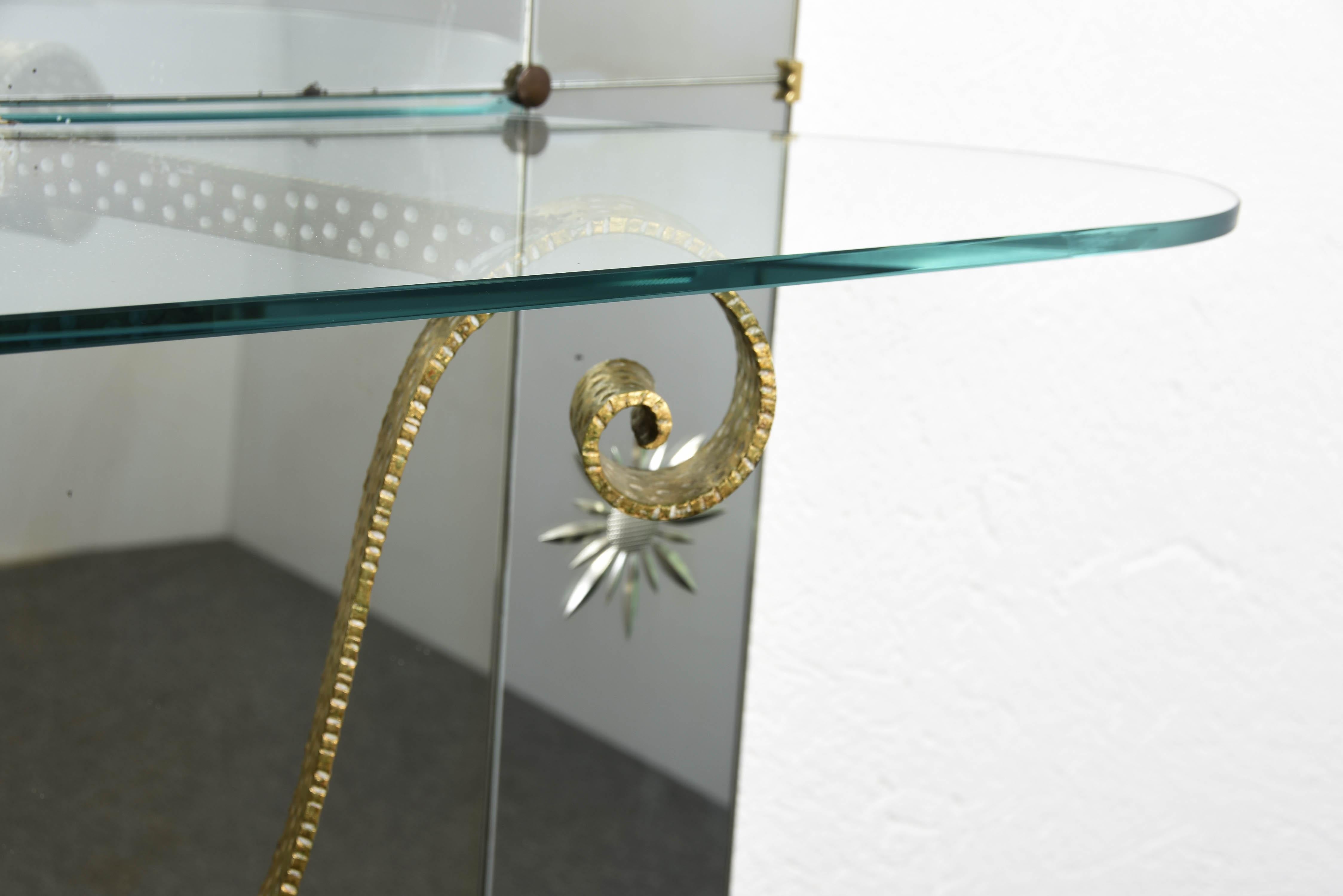 Pier Luigi Colli Specchio italiano moderno di metà secolo con console per Cristal Arte in vendita 3