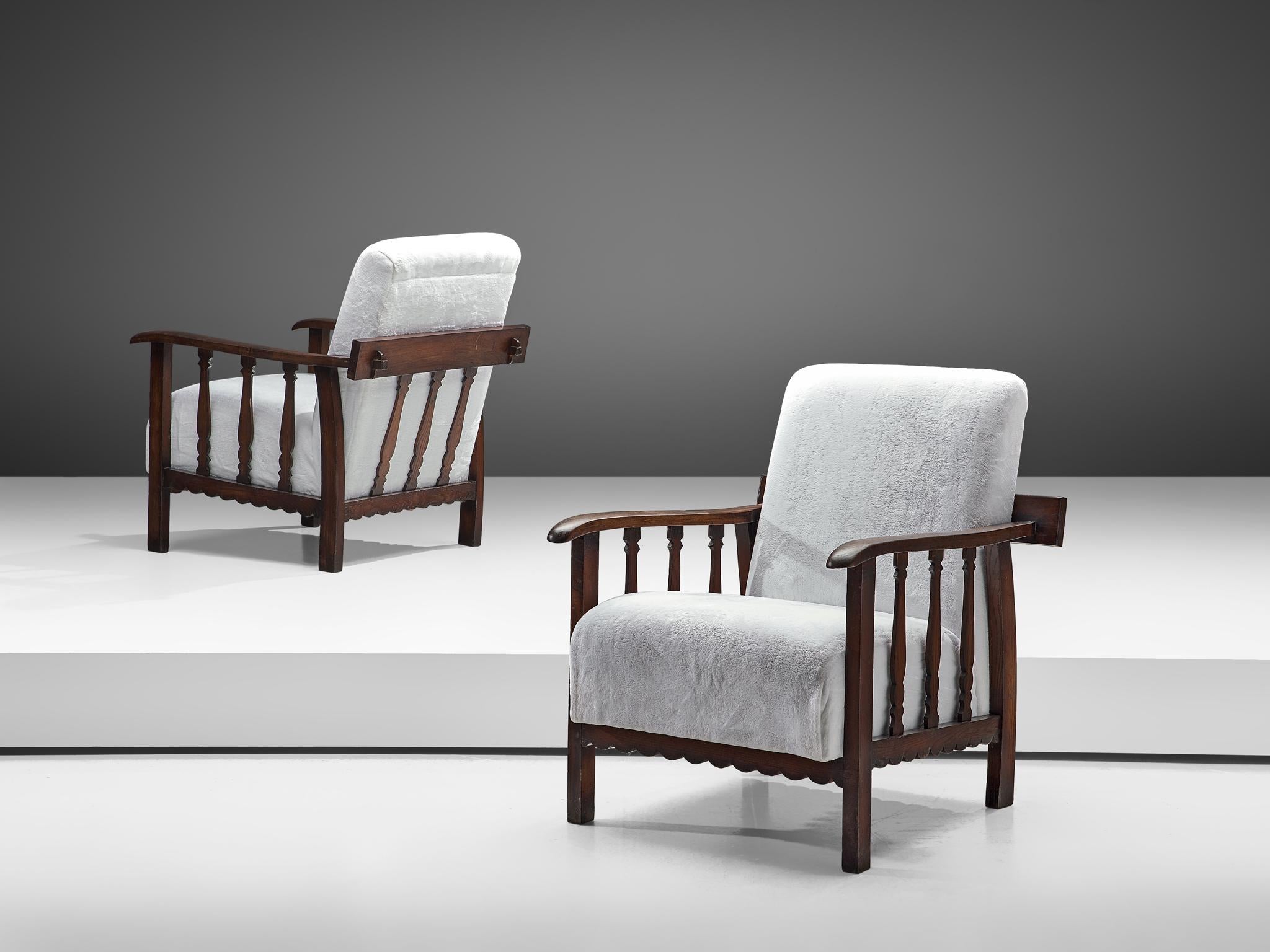 Italian Pier Luigi Colli Pair of Lounge Chairs in Oak