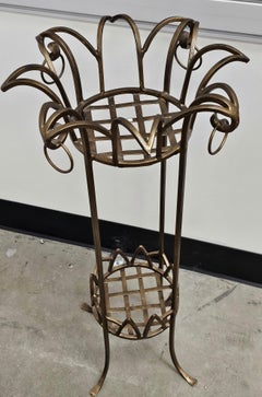 Pier Luigi Colli Style Forged Wrought Golden Iron Tiered Plant Stand