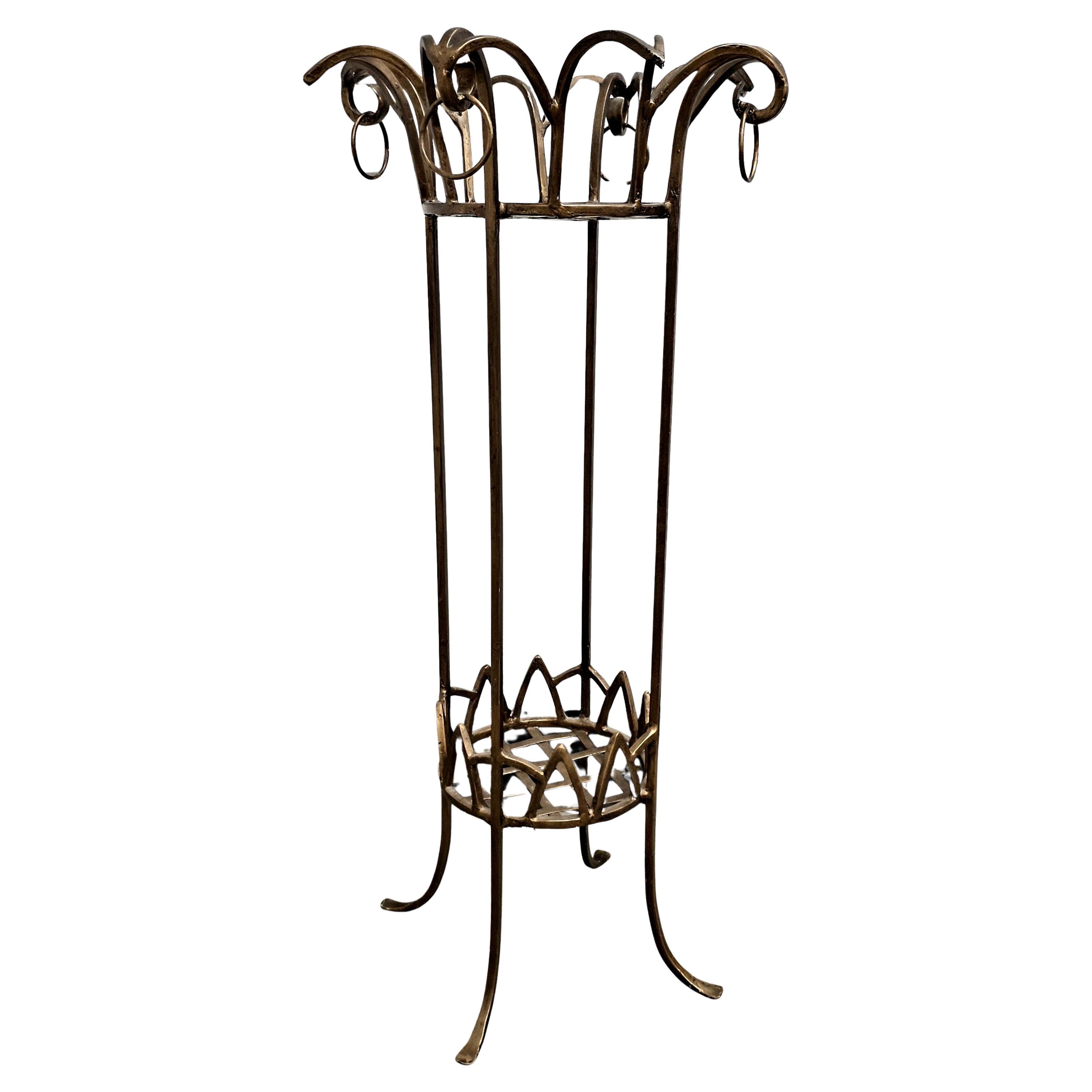 Pier Luigi Colli Style Forged Wrought Golden Iron Tiered Plant Stand