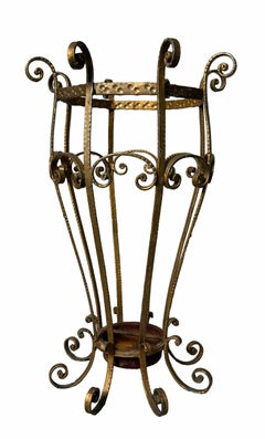 Pier Luigi Colli Style Gilded Wrought Iron Umbrella Stand