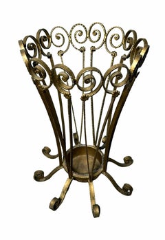 Pier Luigi Colli Style Gilded Wrought Iron Umbrella Stand