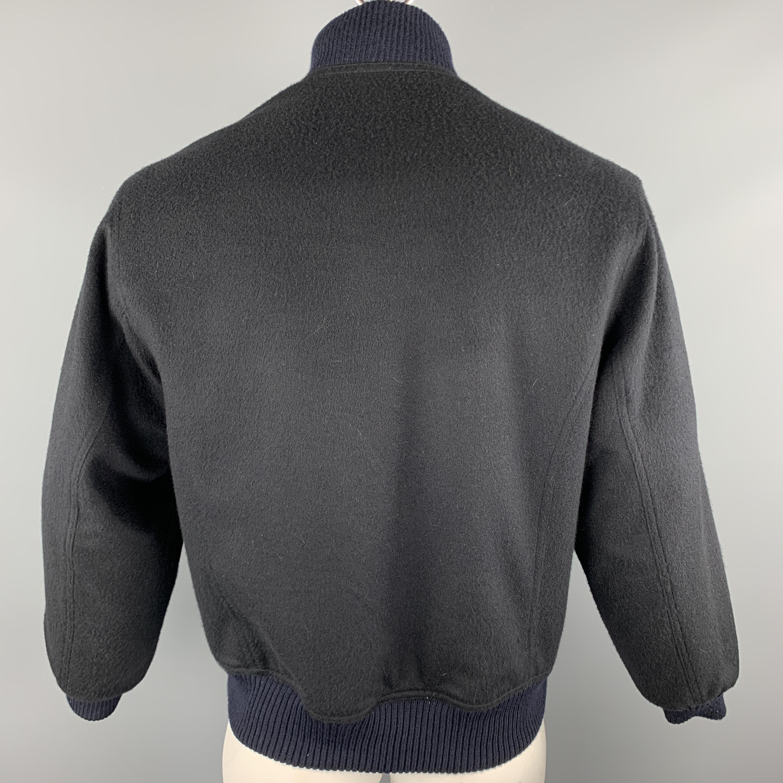 Black PIER LUIGI DELLA SPINA Chest Size S Navy Solid Cashmere Zip Up Jacket