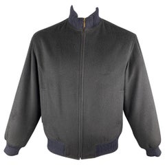 PIER LUIGI DELLA SPINA Chest Size S Navy Solid Cashmere Zip Up Jacket