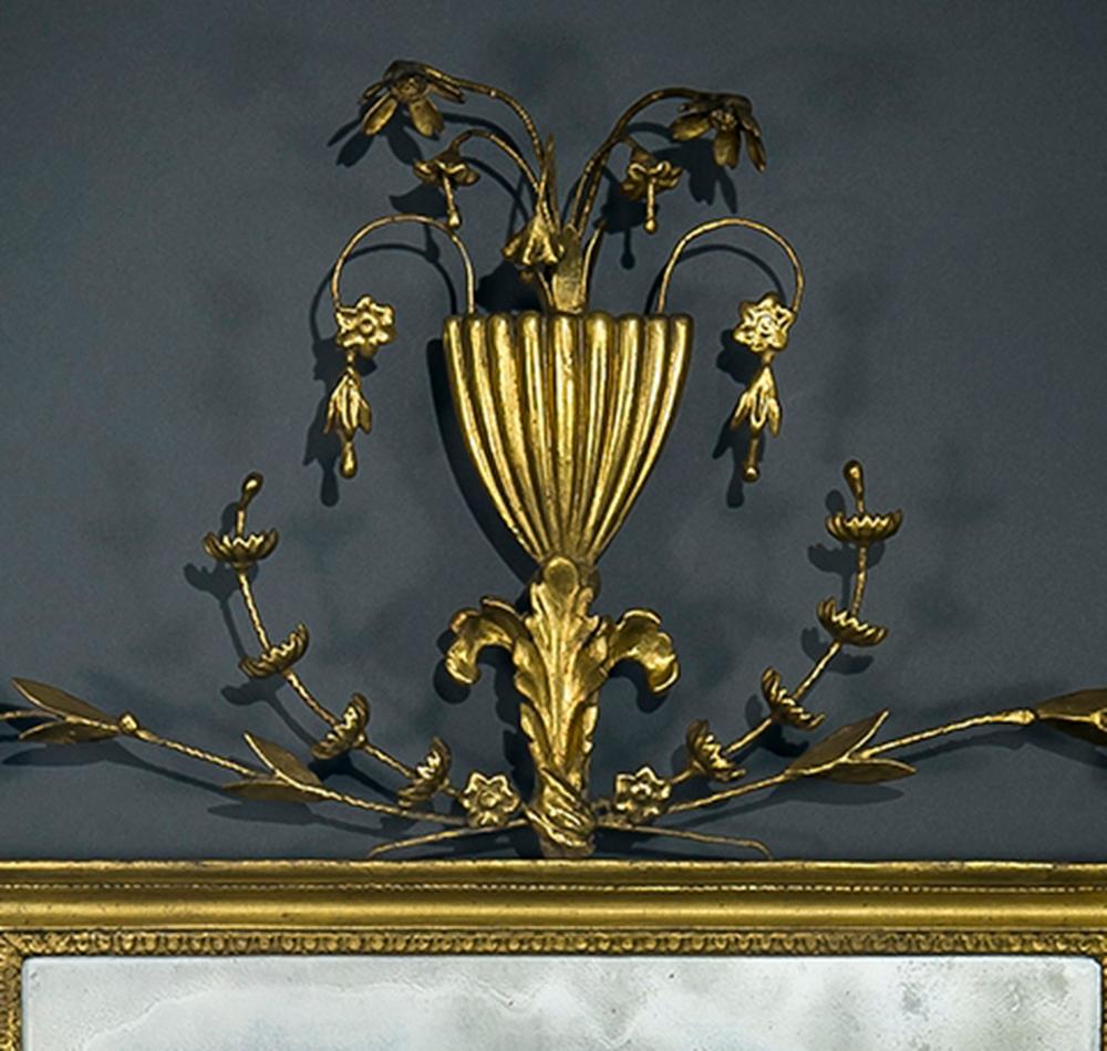 Pier Mirror, about 1800
New York
Ash and iron wire, gessoed and gilded, with compo ornament, and mirror
48 1/2 in. high, 23 1/8 in. wide

EX COLL.: Rufus King, and by family descent, until 2013

Ultimately inspired by the Neo-classical designs of
