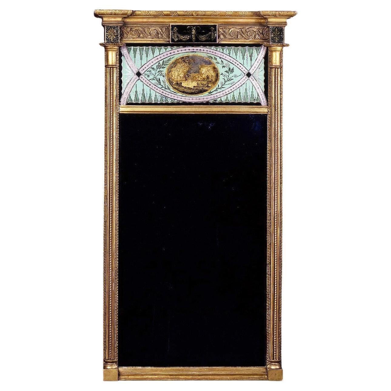 Pier Mirror with Églomisé Panels For Sale