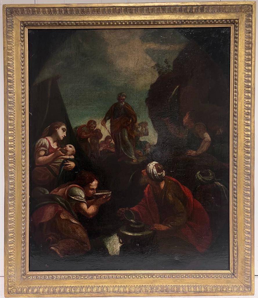 Figurative Painting de Pietro Dandini - Pintura al óleo de un antiguo maestro italiano del siglo XVII Moisés sacando agua de la roca