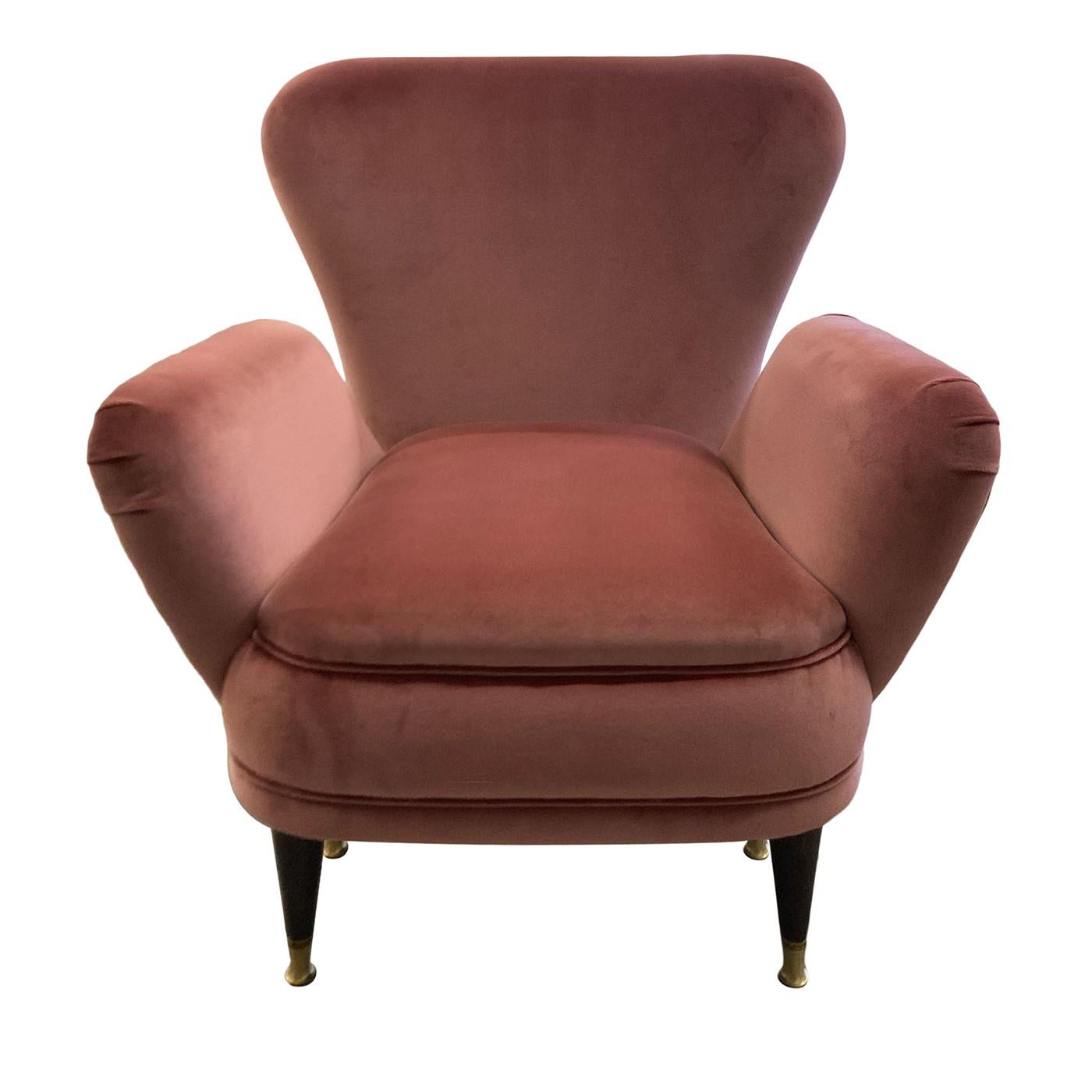 Contemporary Piera Upholstered Pink Velvet Armchair by Fratelli Boffi For Sale