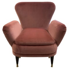 Piera Upholstered Pink Velvet Armchair by Fratelli Boffi