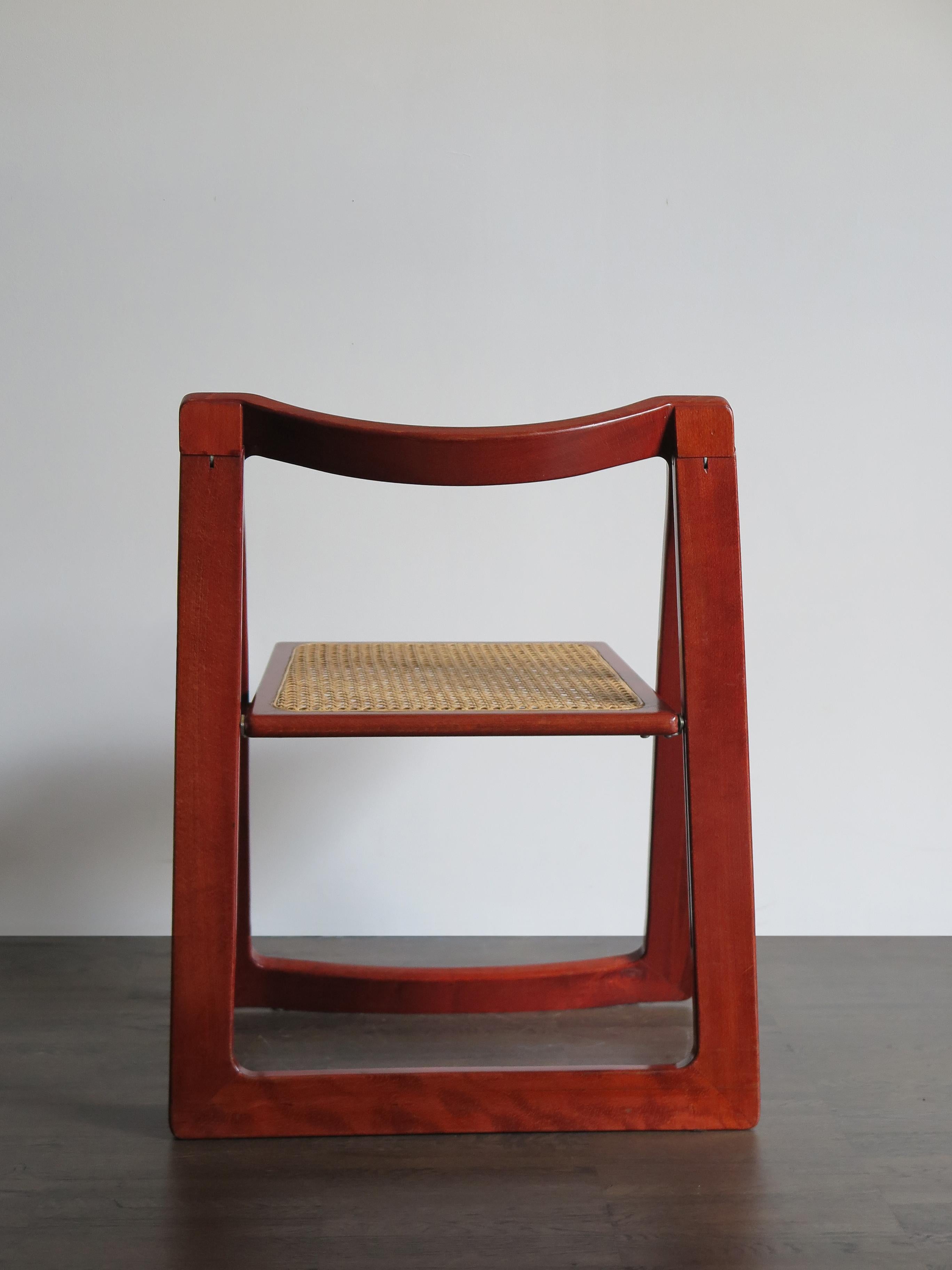 Pierangela D’Aniello and Aldo Jacober Italian Wood Cane Red Dining Chairs, 1960s 6