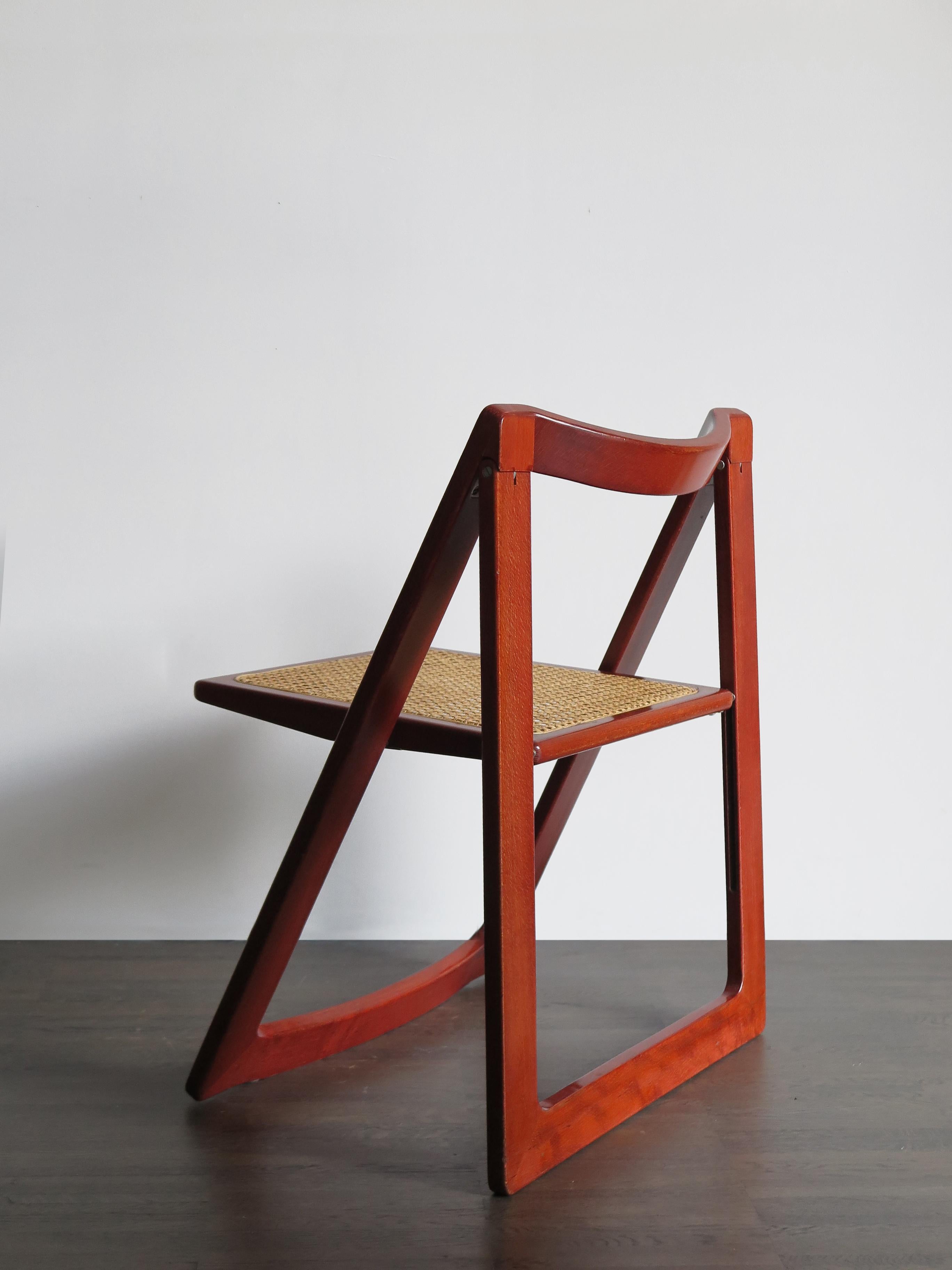 Pierangela D’Aniello and Aldo Jacober Italian Wood Cane Red Dining Chairs, 1960s 7