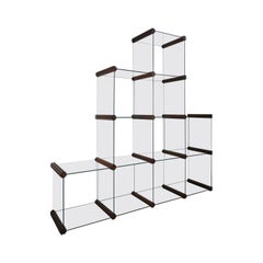 Pierangelo Gallotti for Gallotti & Radice Italian Galss Wood Bookcase 1980s