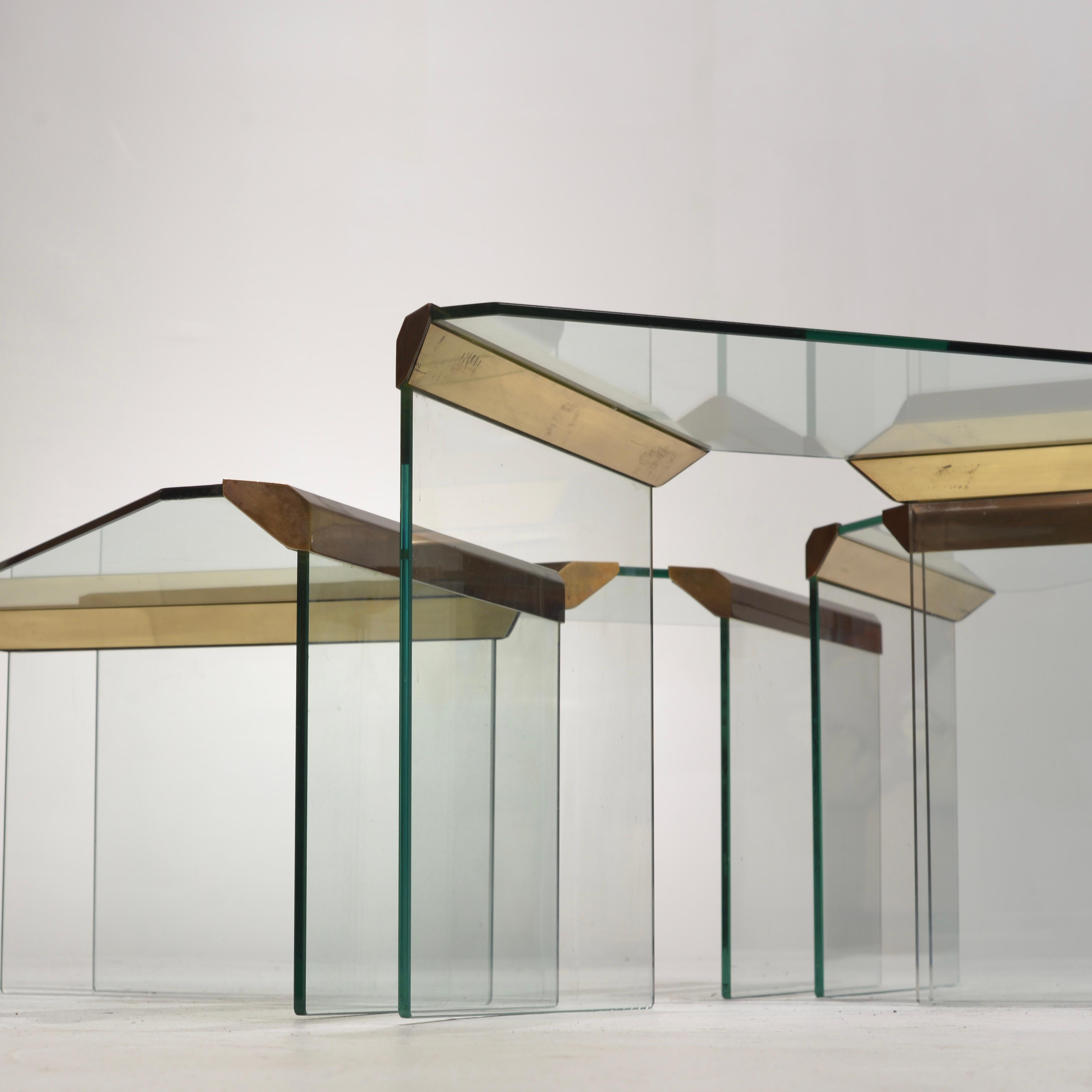 Pierangelo Galotti Modern Brass Nesting Tables For Sale 2
