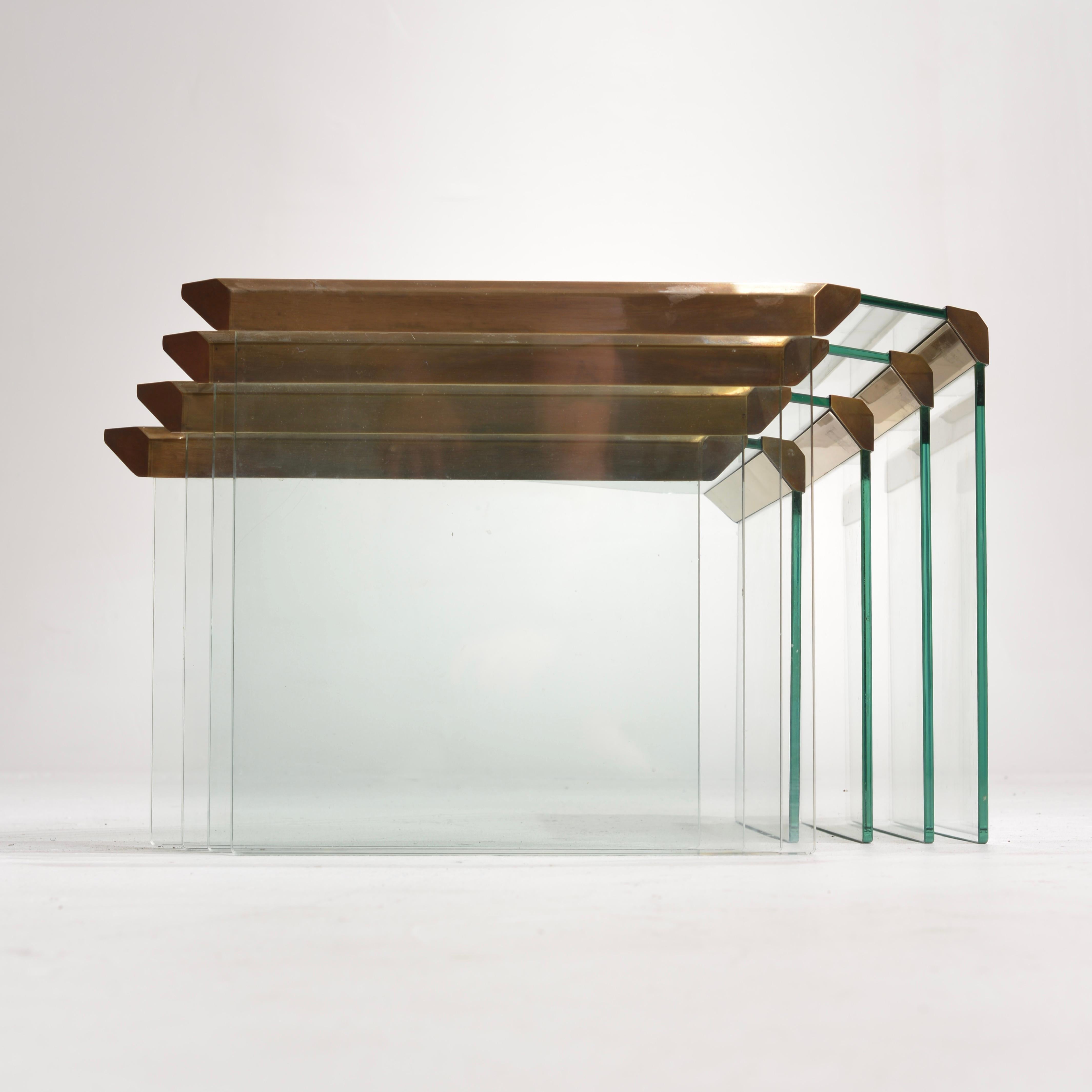 Pierangelo Galotti Modern Brass Nesting Tables 3