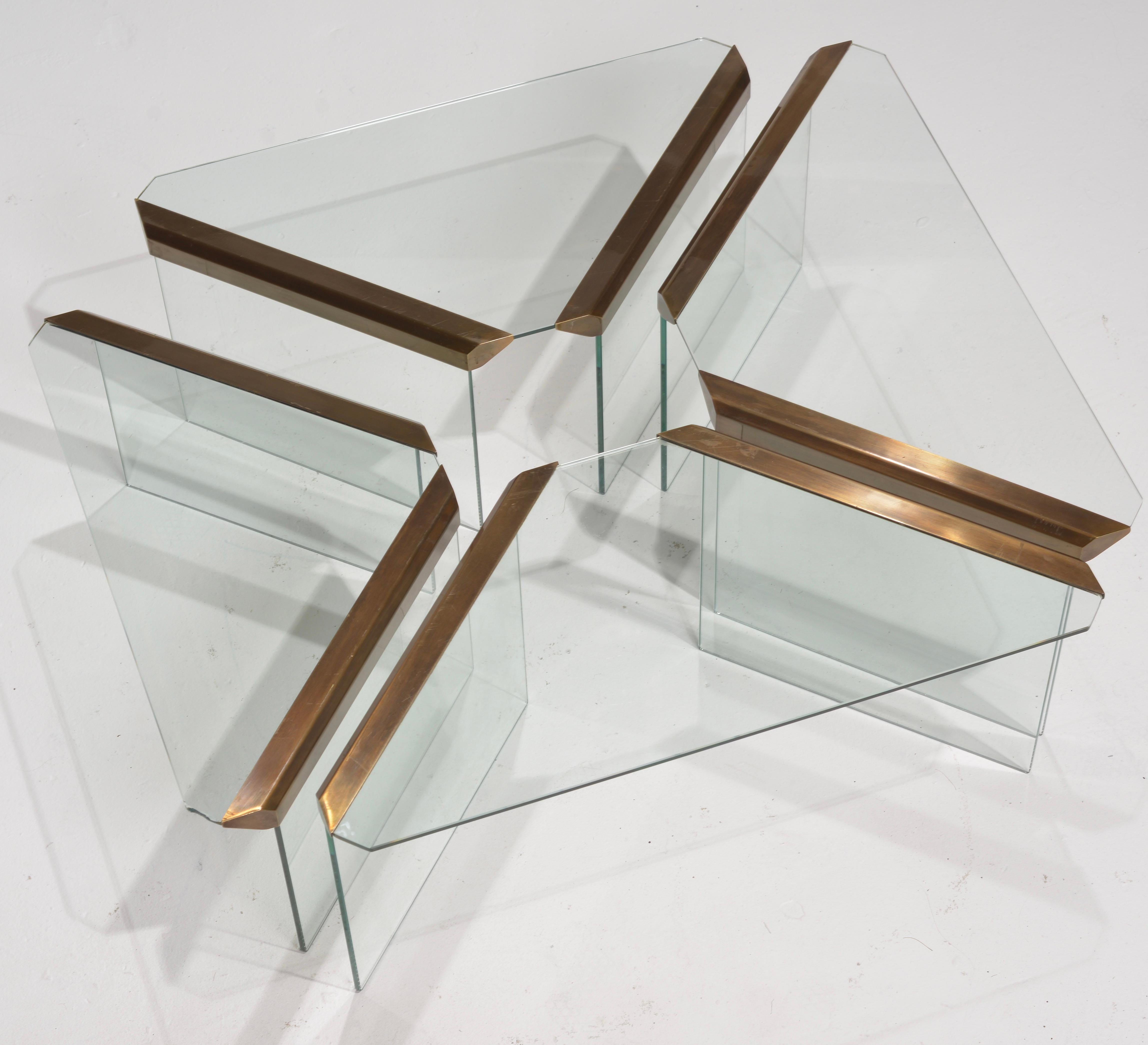 Pierangelo Galotti Modern Brass Nesting Tables For Sale 5