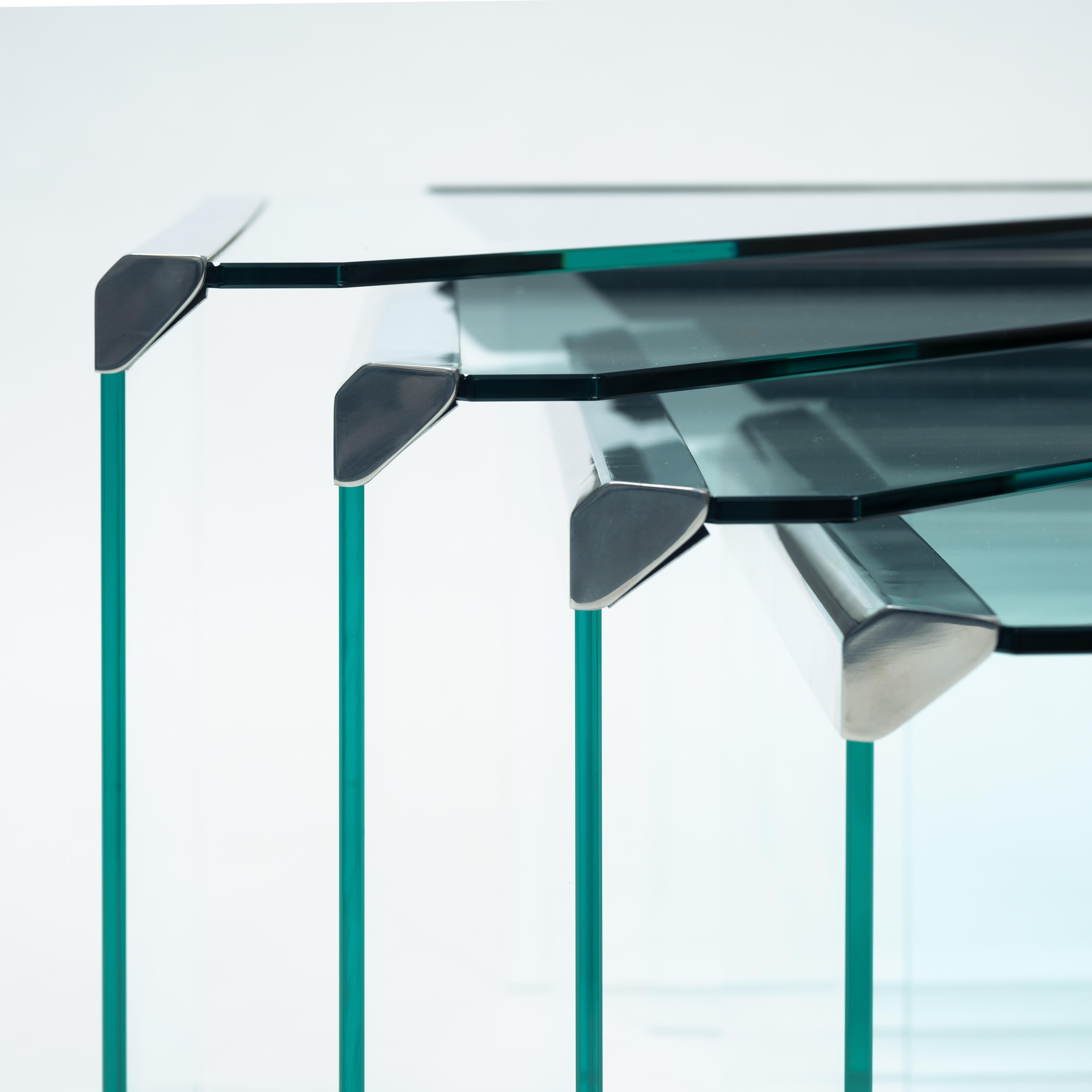 Moderne Schachteltische aus Chrom und Glas von Pierangelo Galotti, Italien 1970er Jahre im Angebot 2