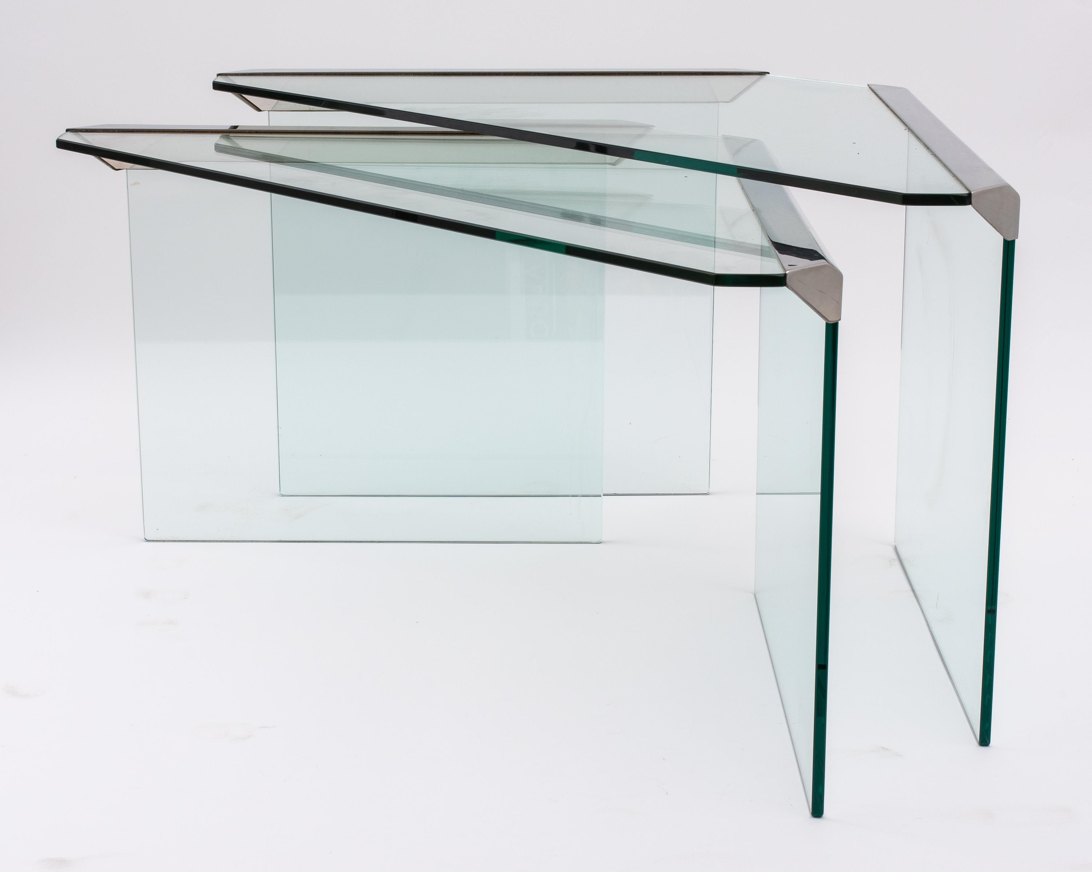 Pierangelo Galotti Modern Chrome Nesting Tables, 4 In Good Condition For Sale In New York, NY