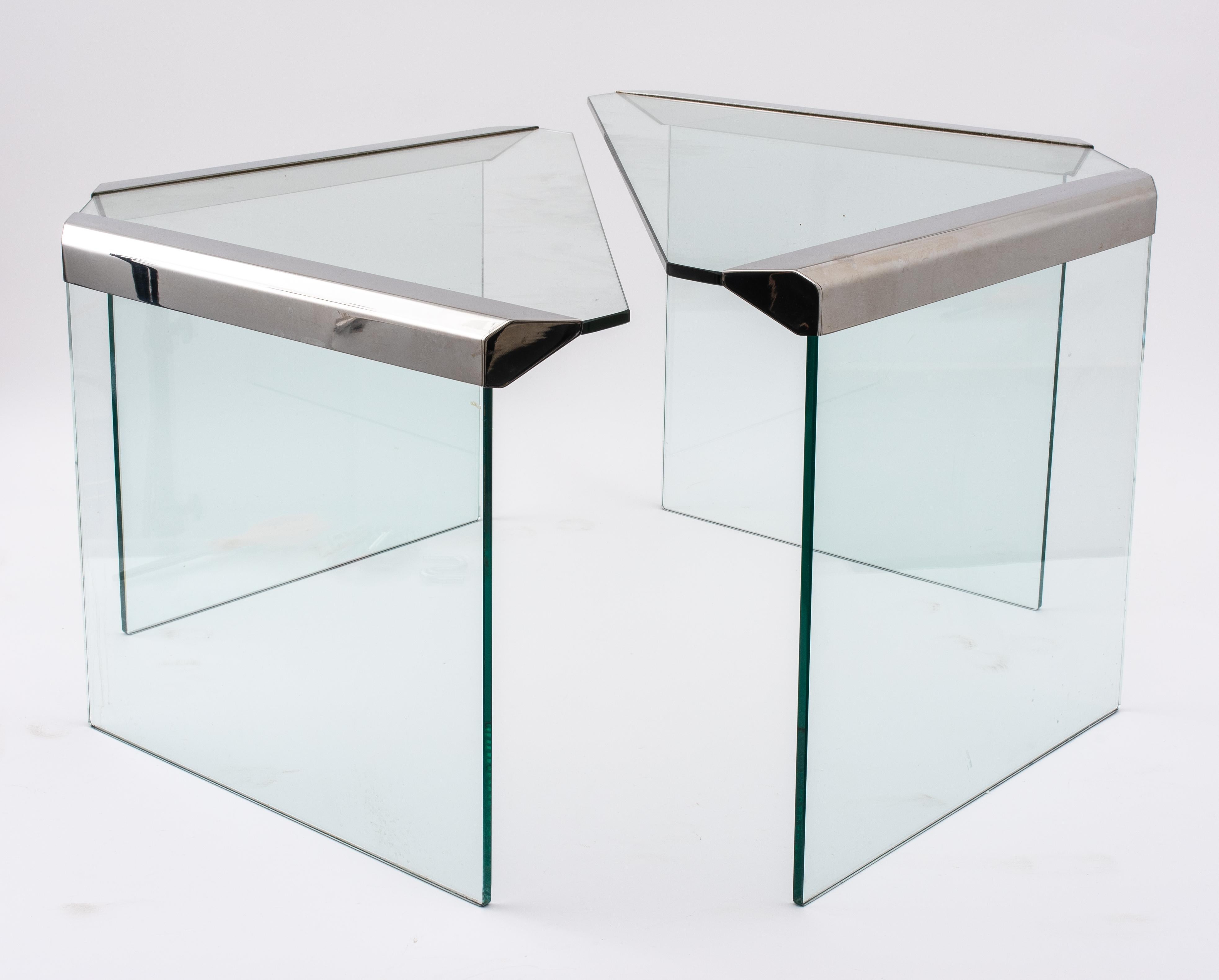 20th Century Pierangelo Galotti Modern Chrome Nesting Tables, 4 For Sale