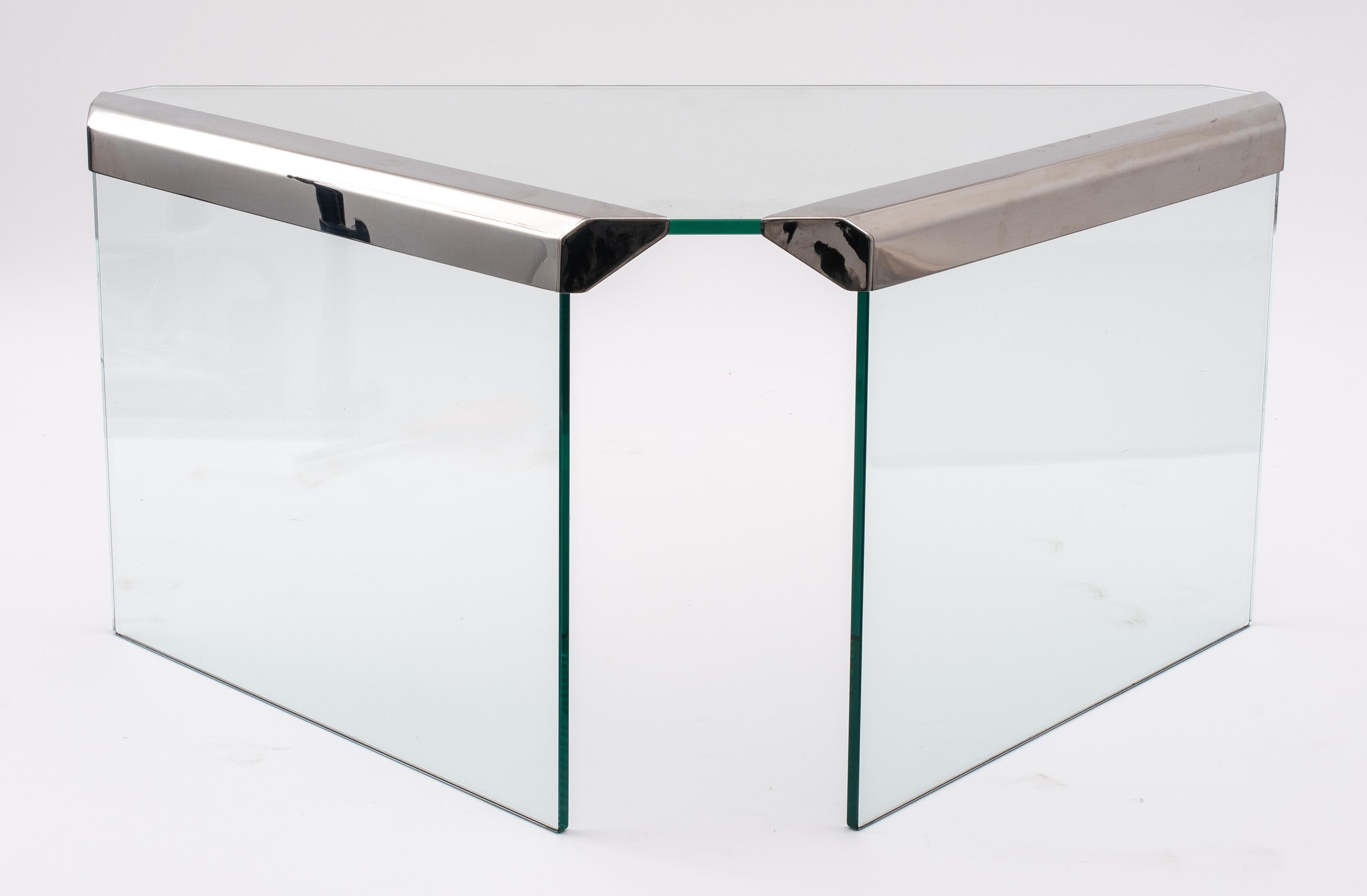 Glass Pierangelo Galotti Modern Chrome Nesting Tables, 4 For Sale