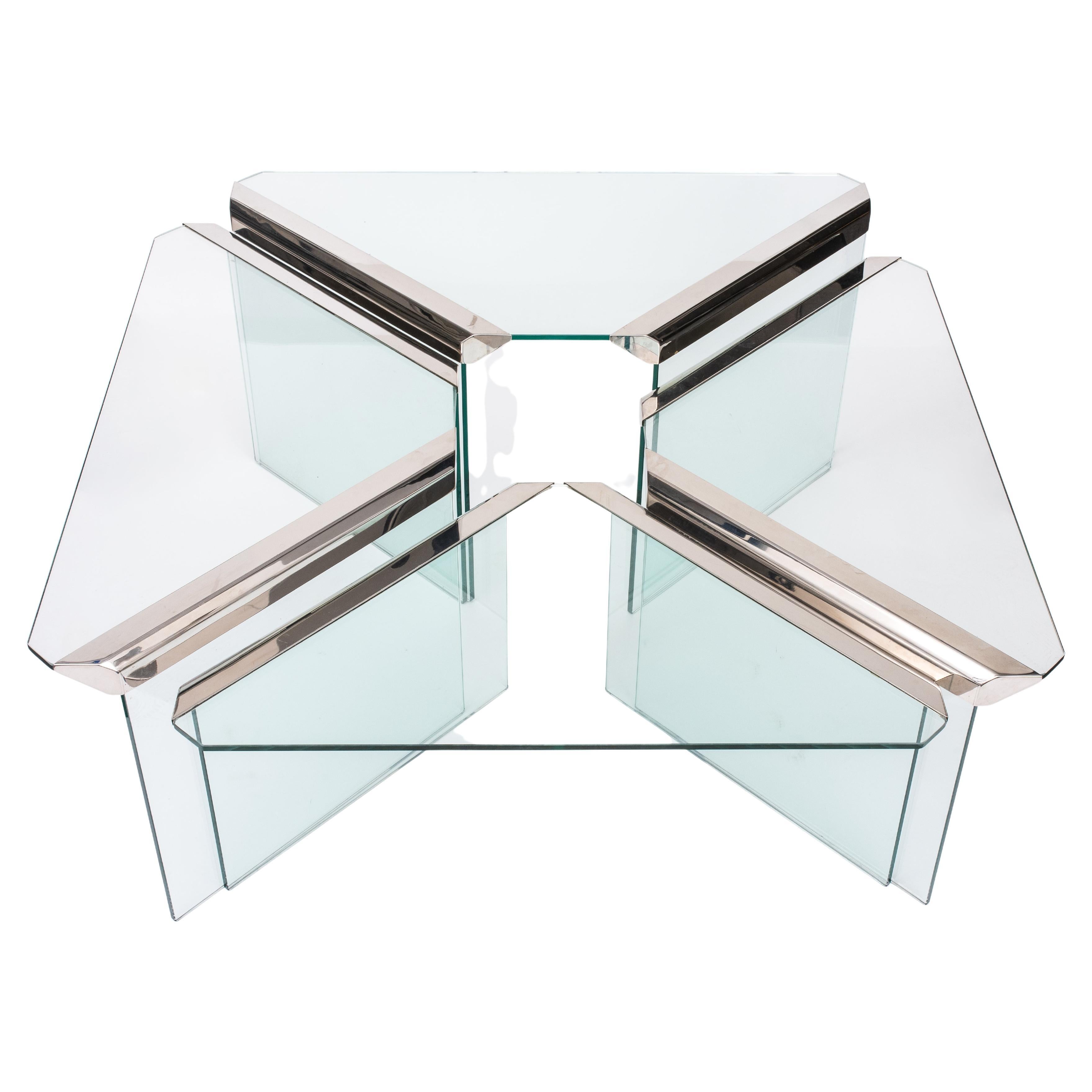 Pierangelo Galotti Modern Chrome Nesting Tables, 4 For Sale