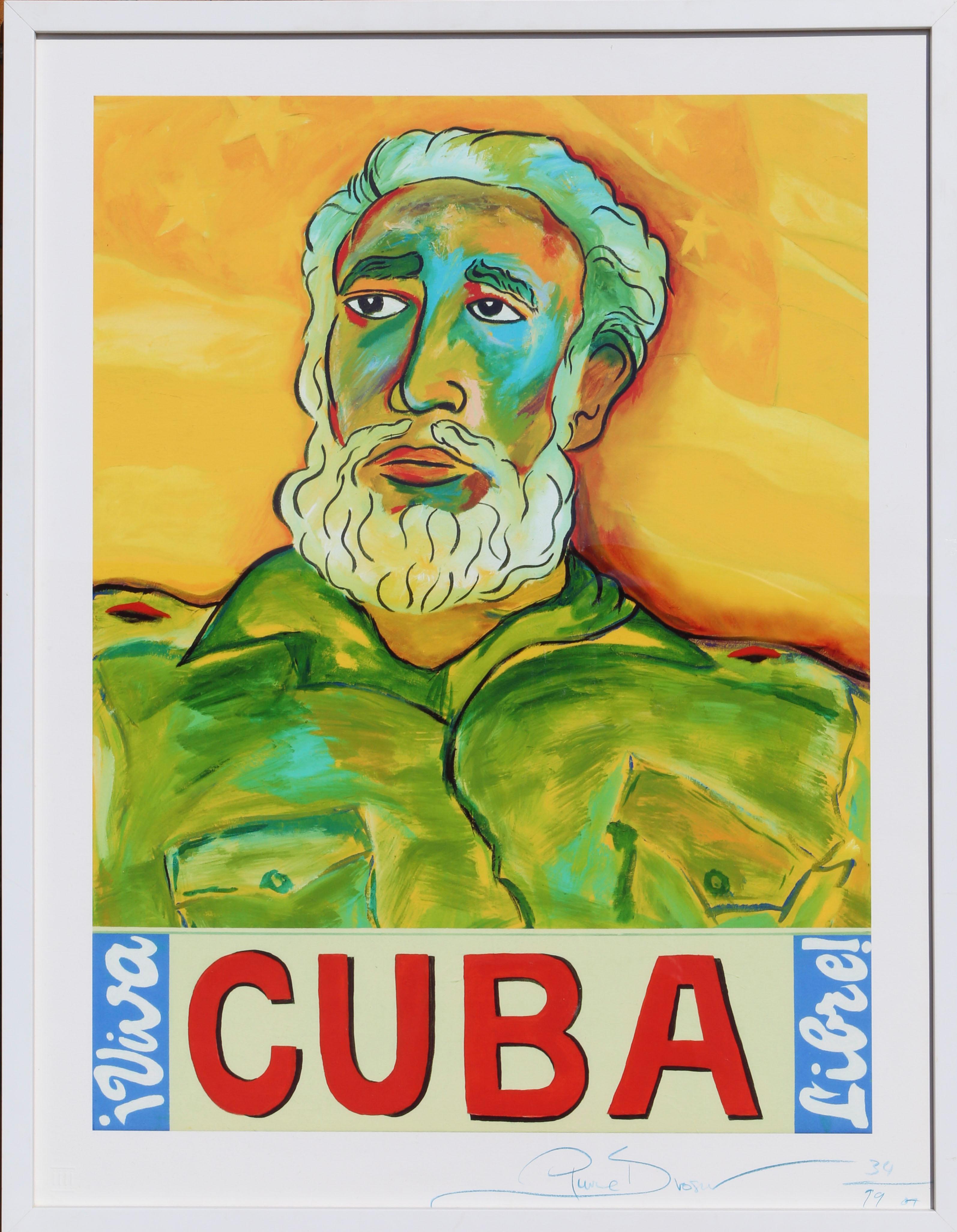 "Castro was on the cover of 'Cigar Aficionado'. I painted his head and torso really fast, and it stayed like that for nearly 2 years until Keely fell in love with it. Then later we traveled to Cuba, and one day she stood by this wall that was 25