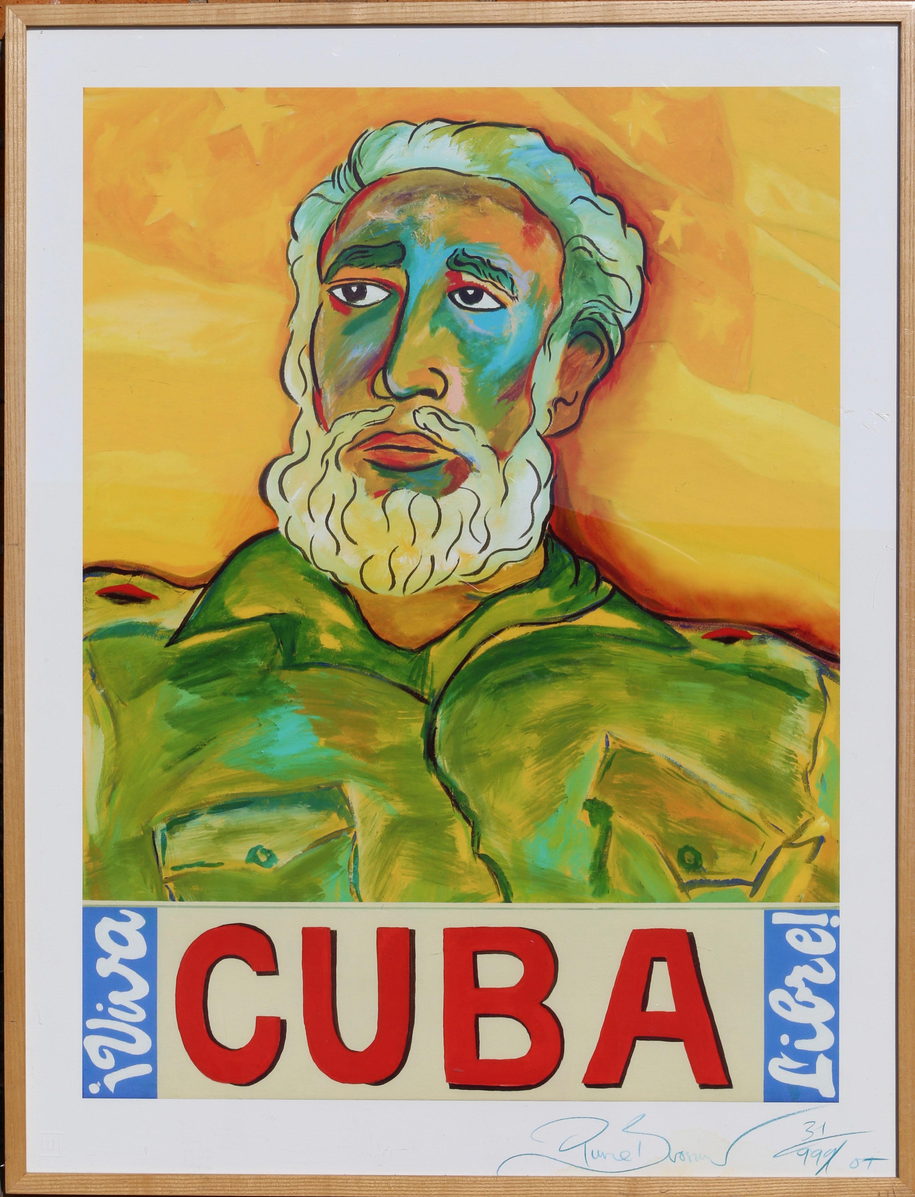 "Castro was on the cover of 'Cigar Aficionado'. I painted his head and torso really fast, and it stayed like that for nearly 2 years until Keely fell in love with it. Then later we traveled to Cuba, and one day she stood by this wall that was 25