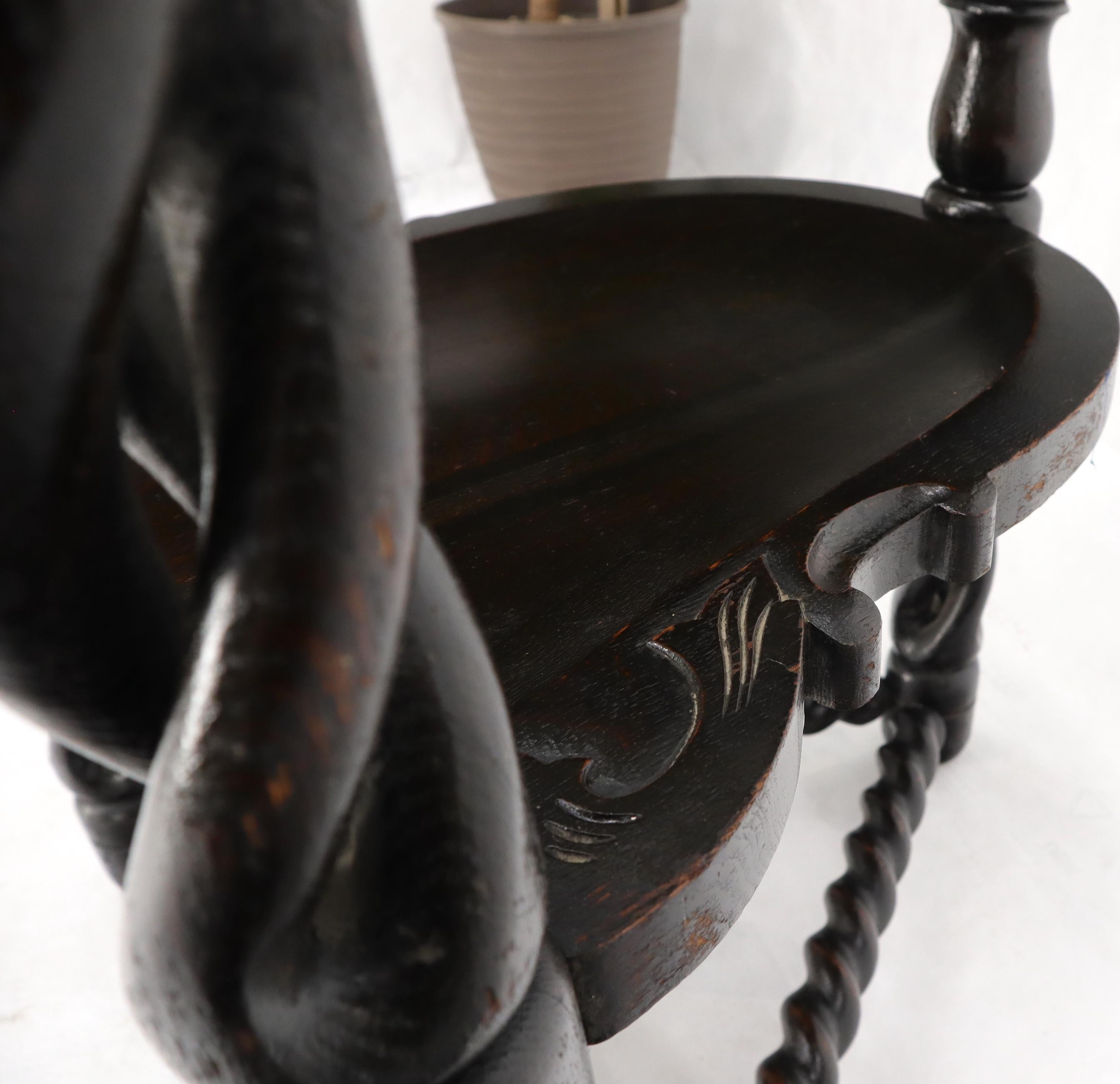 Pierce Carved Wood Oak Tri Legged Arm Chair 3