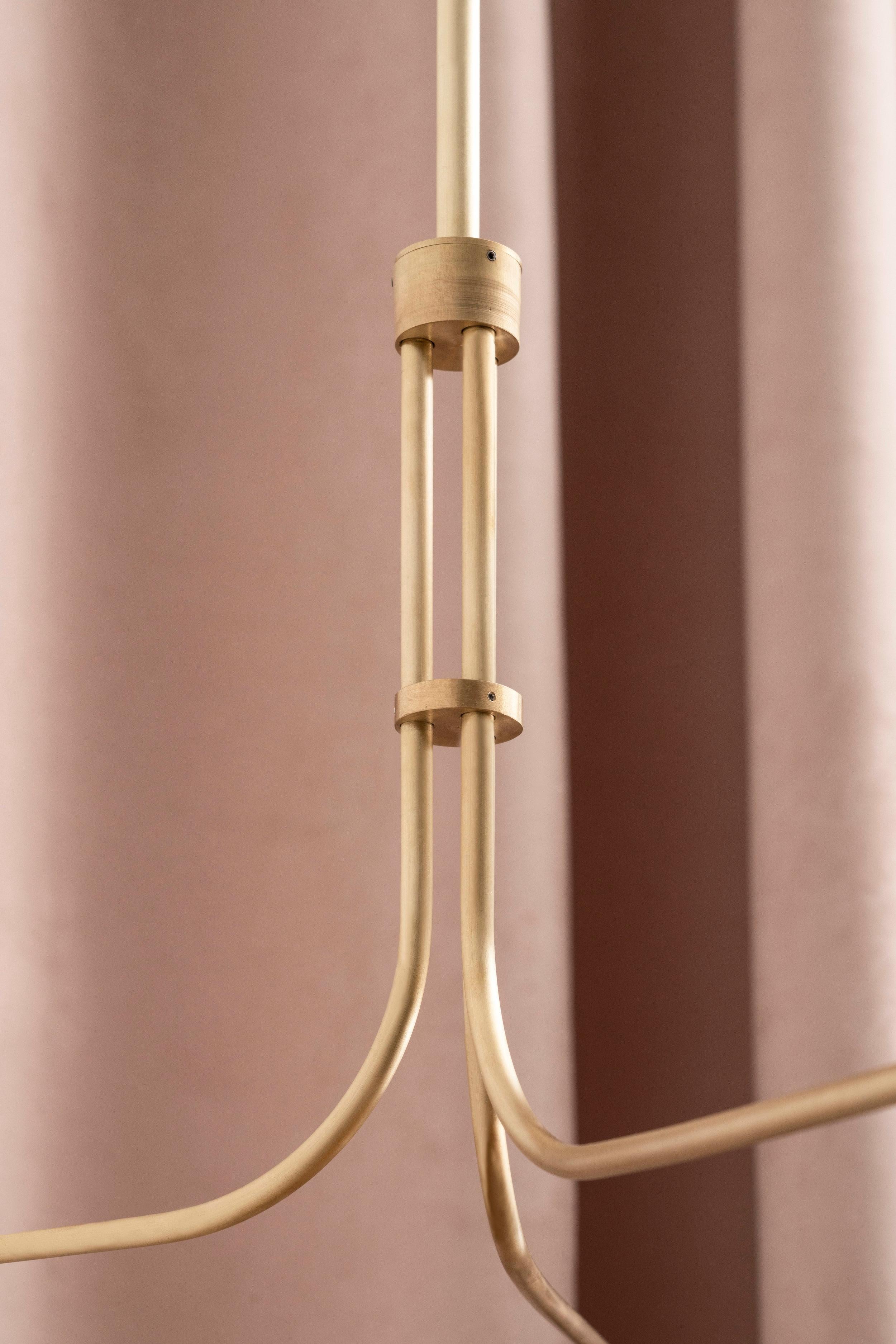 Pierce Chandelier with Hand Blown Glass Shade and Brushed Brass Stem 1