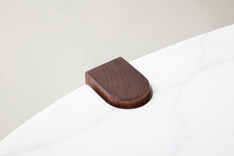 Pierce Coffee Table, Marble, Maple Hardwood, Oval, Made in USA For Sale