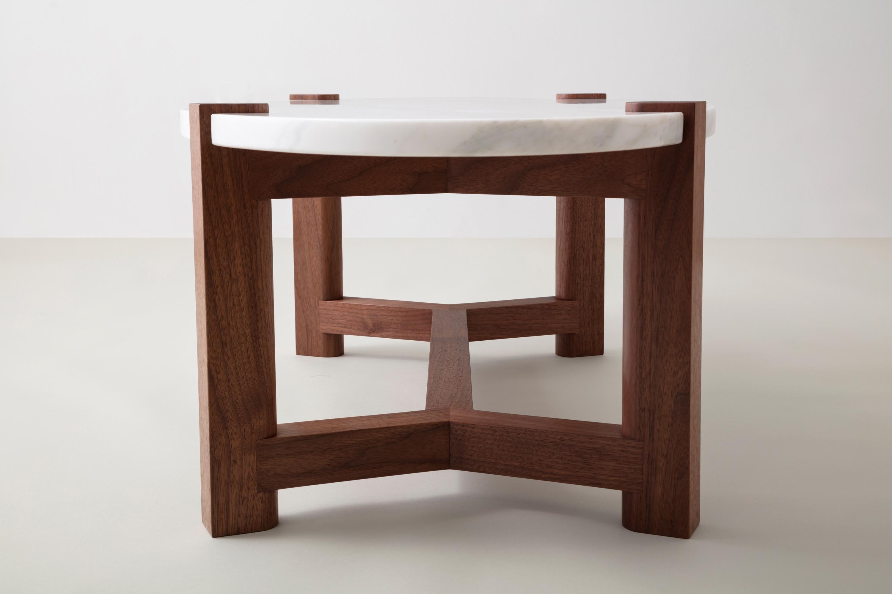 Pierce Coffee Table, Carrara Marble, Oval, Ash Hardwood 6