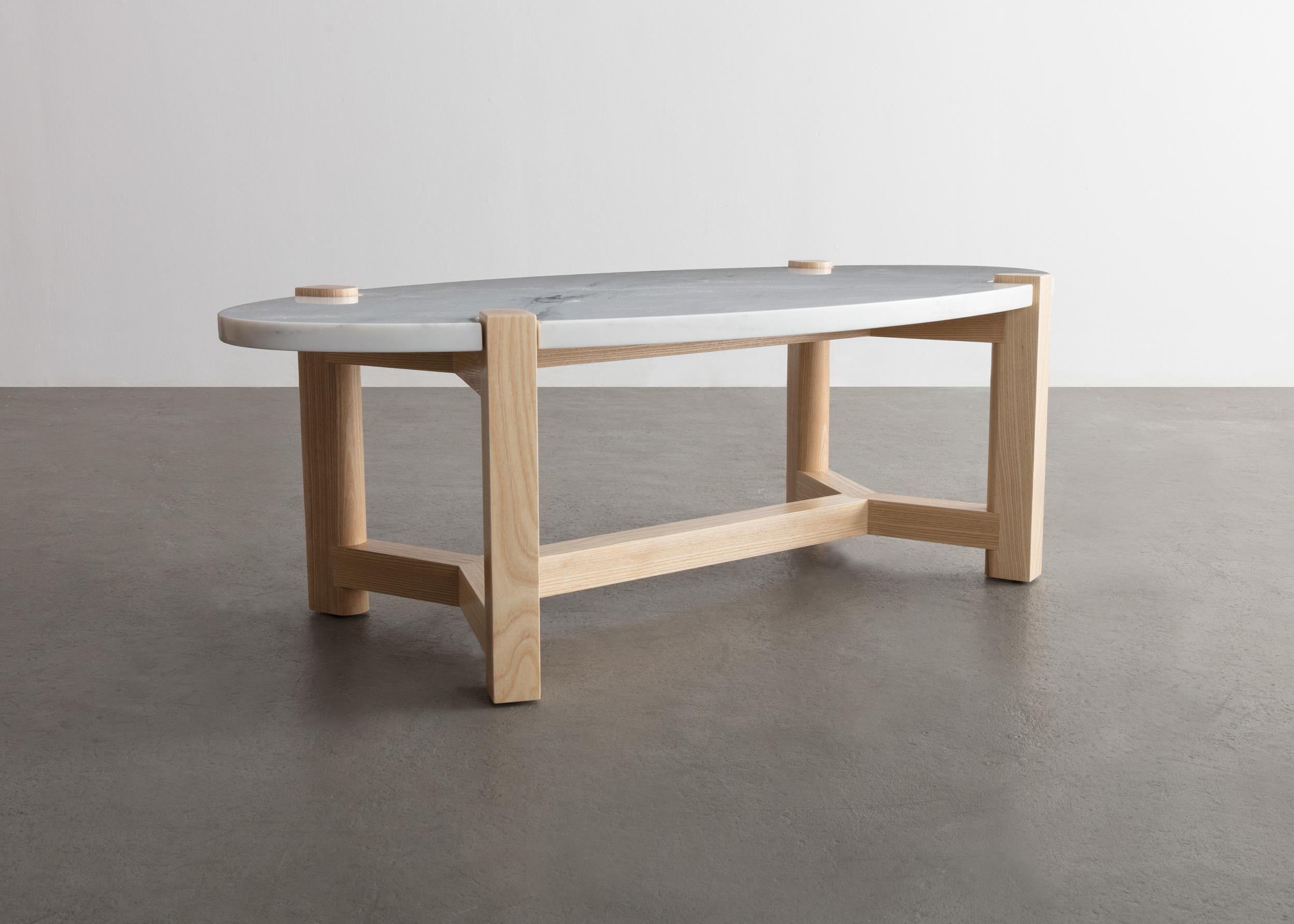 Pierce Coffee Table, Walnut, Carrara Marble or COS, Oval, Made in USA 4