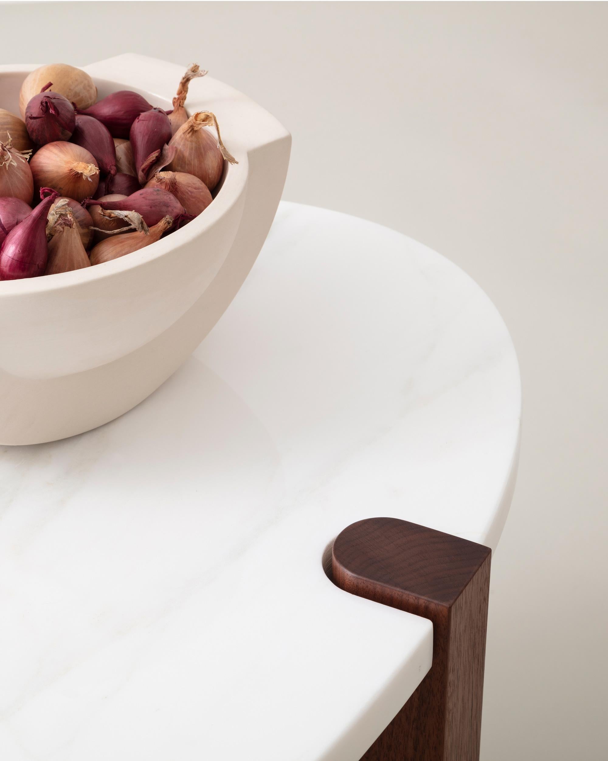 Modern Pierce Coffee Table, Walnut, Carrara Marble or COS, Oval, Made in USA