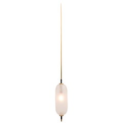Pierce Pendant with Hand Blown Glass Shade and Brushed Brass Stem 