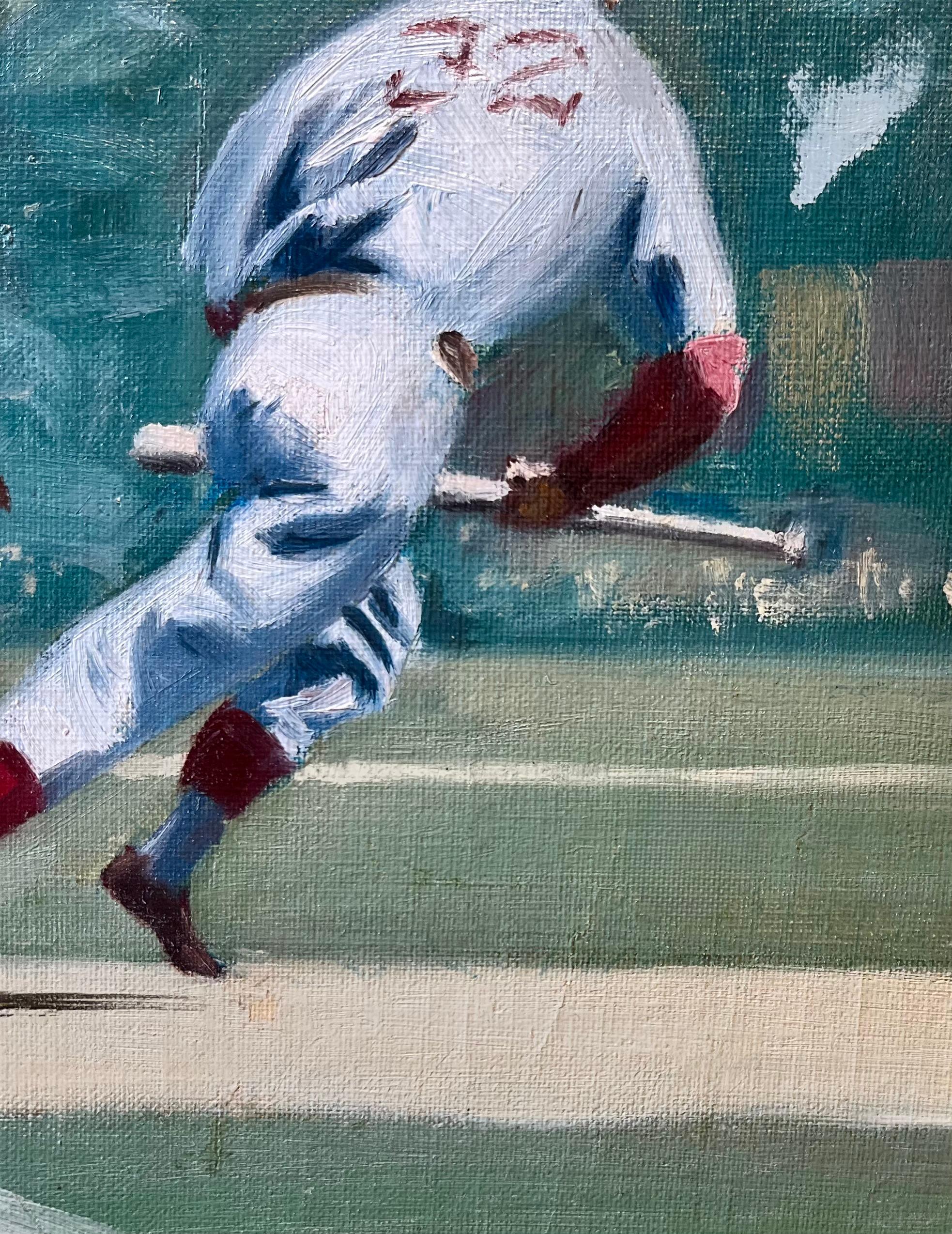 Pintura impresionista del siglo XX sobre un jugador de béisbol titulada 