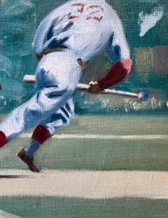 20th Century Impressionist Baseball Player Painting titled "America's Pastime"